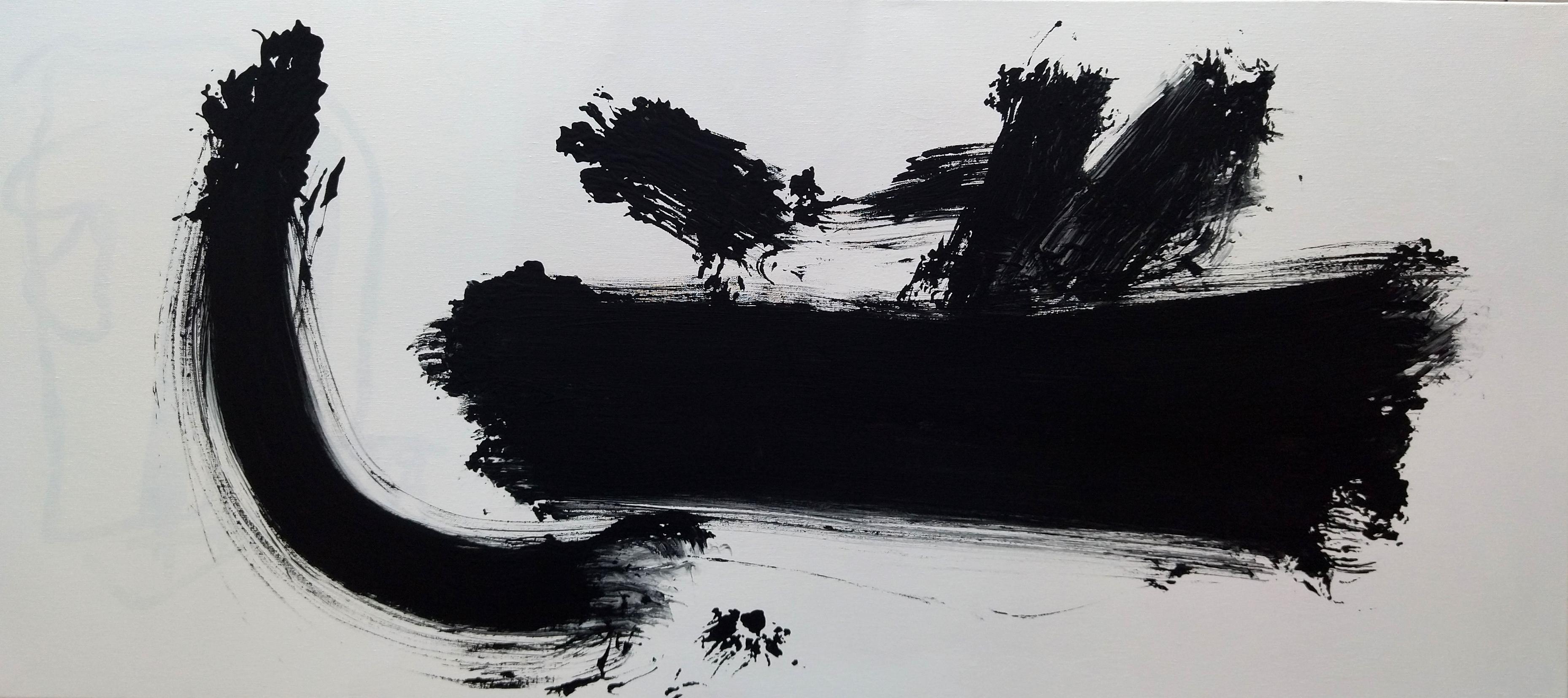 RAFAEL RUZ Abstract Painting - Ruz 5 Black White Que Lejos. Landscapes - Abstract Acrylic Painting