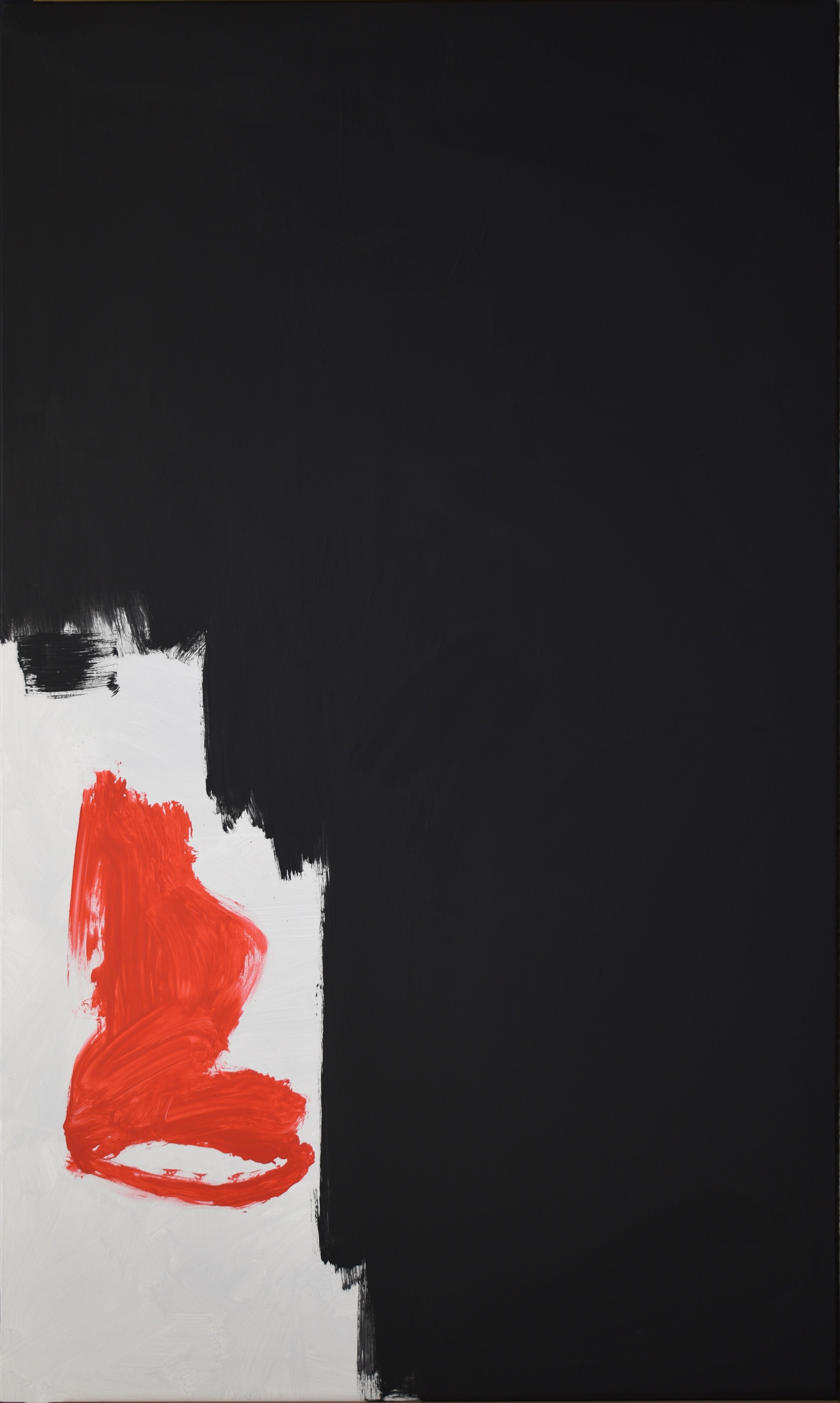 Abstract Painting RAFAEL RUZ - RUZ   Noir  Rouge. Peinture à l'acrylique sur toile blanche abstraite