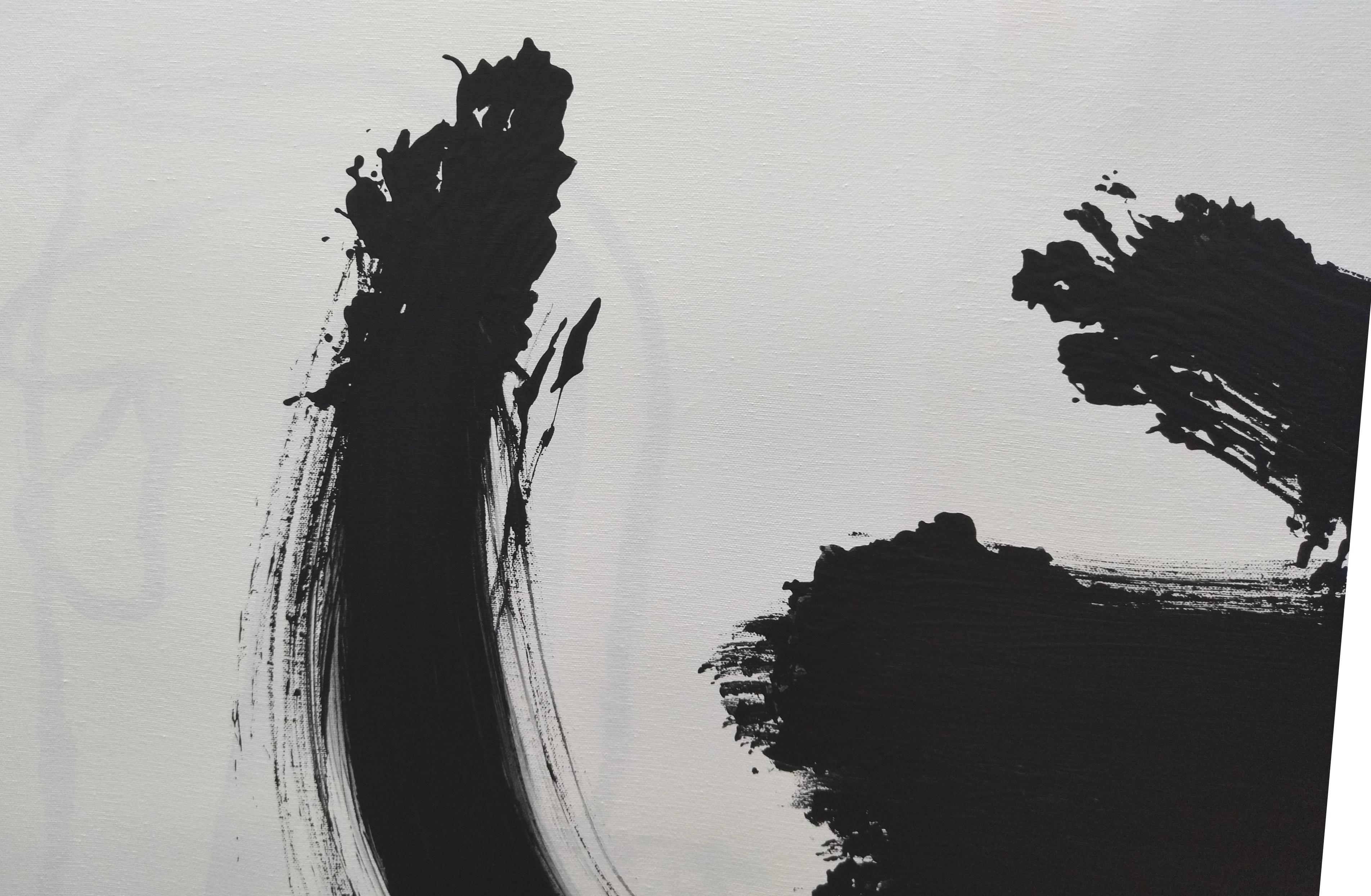  Ruz  Black White  Que Lejos. Landscapes -  Abstract Acrylic  Painting For Sale 1