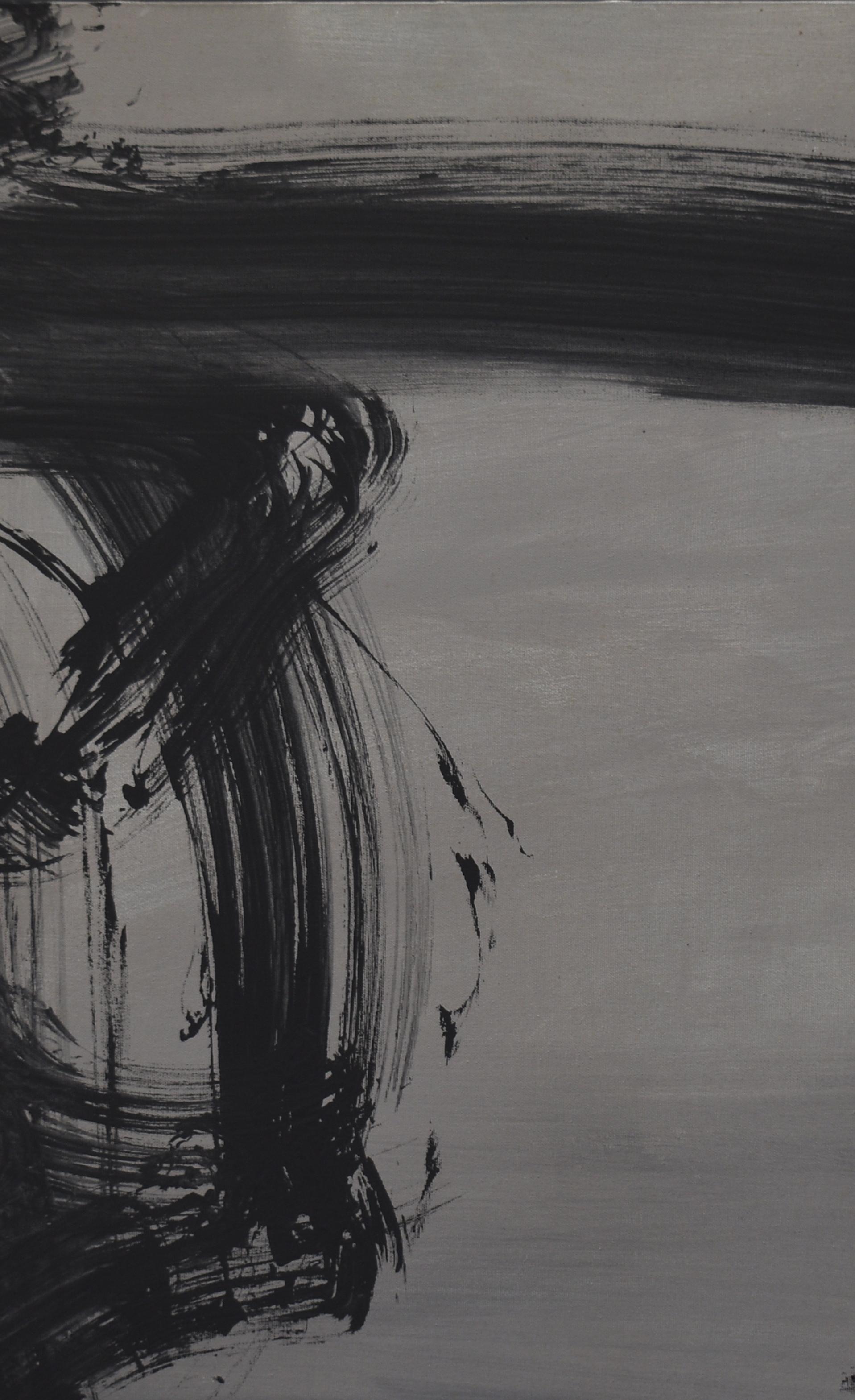 Ruz  Grigio e nero  INSIGNIFICANTE Acrilico astratto su tela - Painting di RAFAEL RUZ