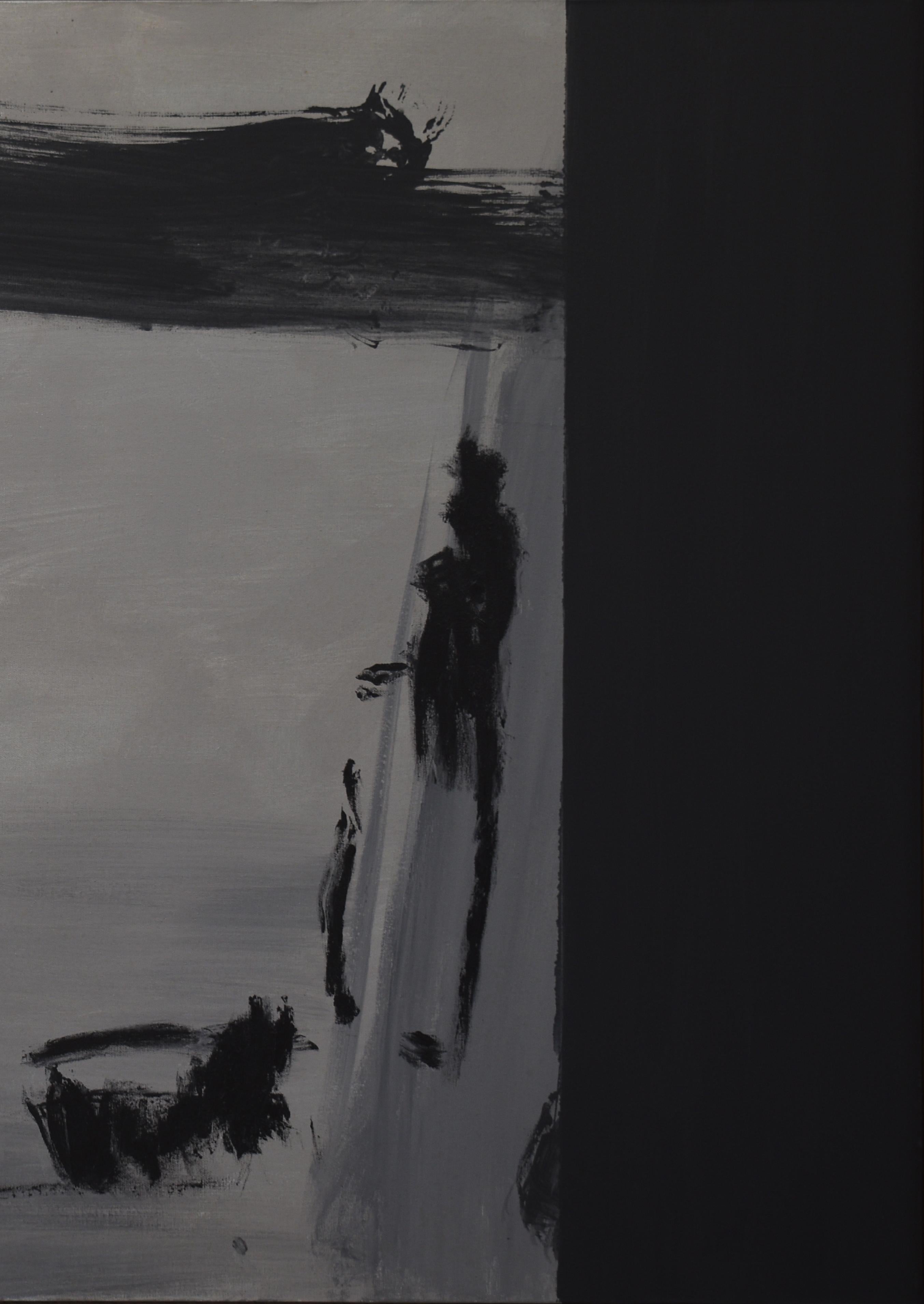 Ruz  Grigio e nero  INSIGNIFICANTE Acrilico astratto su tela - Painting Astratto di RAFAEL RUZ