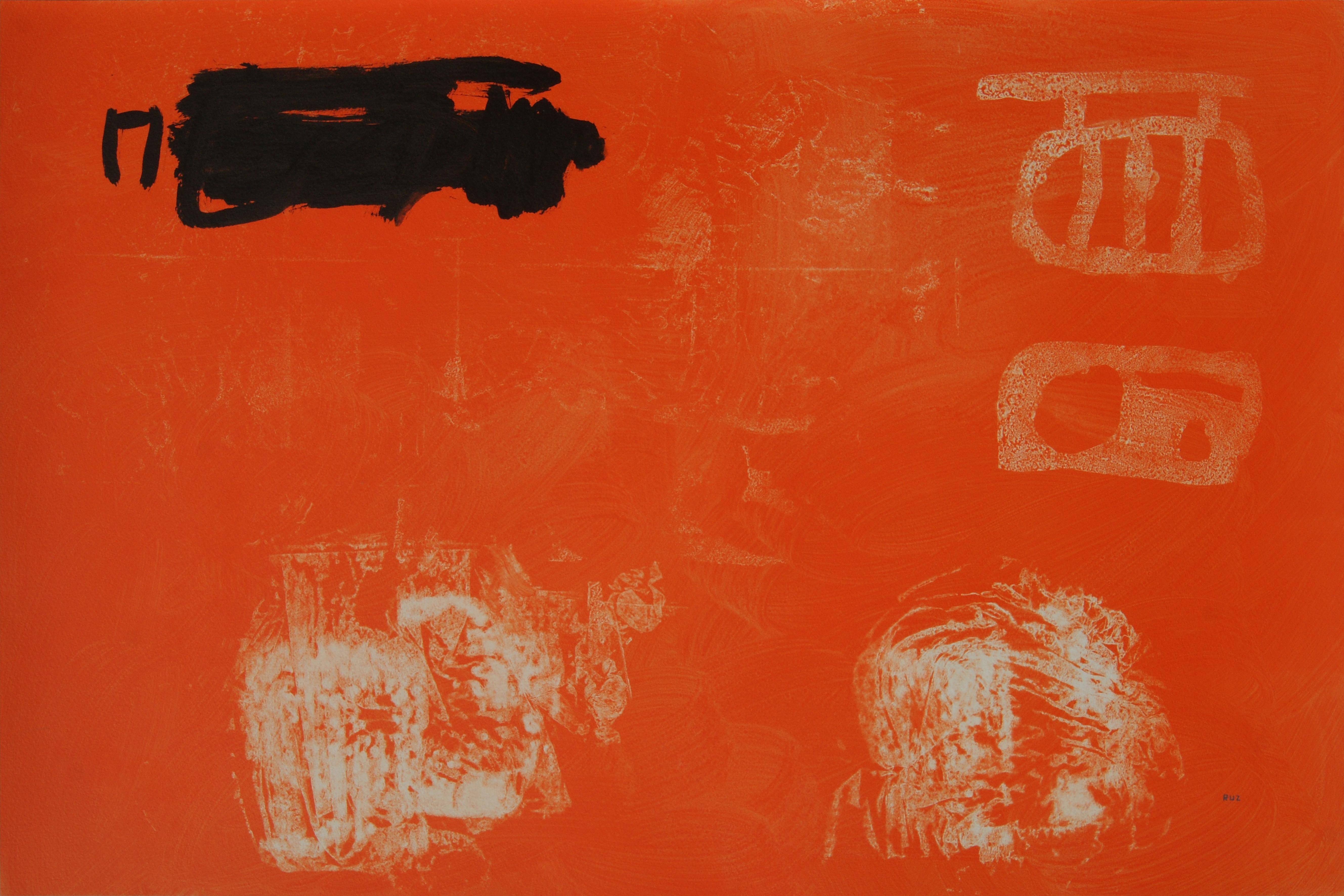 Ruz   rosso nero pittura acrilica astratta originale - Abstract Painting Rosso di RAFAEL RUZ