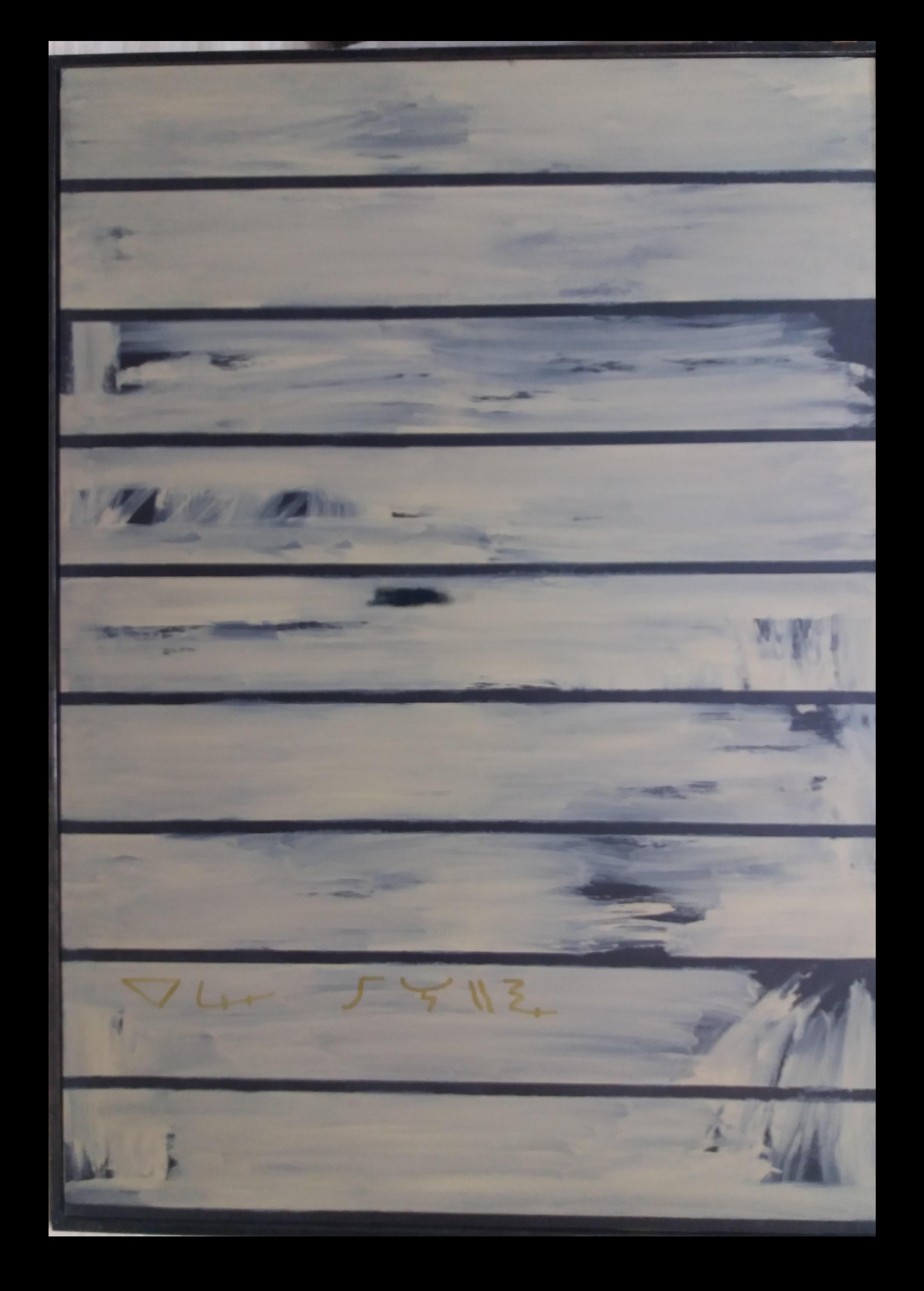 Ruz  Vertical  Horizontal Lines. Interior Landscapes - Abstract - Painting by RAFAEL RUZ