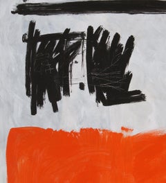 Ruz Vertical Orange Black orignal abstract canvas acrylic painting