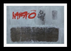 Ruz   Black  Red Grafism  original abstract acrylic painting