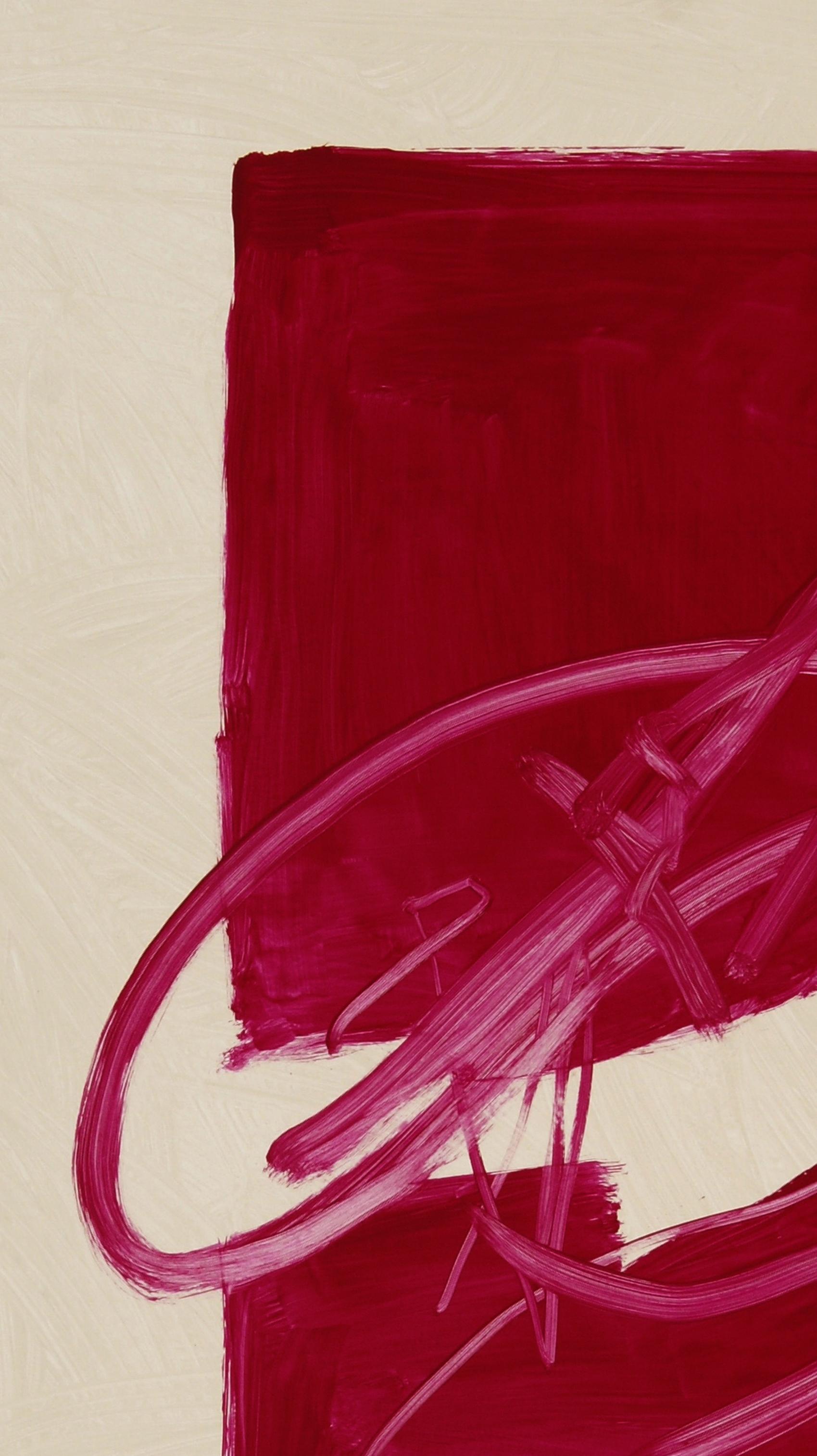 Ruz 77 Licht Hintergrund  Rot  Senkrecht  Großes abstraktes Gemälde in Acryl auf Leinwand – Painting von RAFAEL RUZ