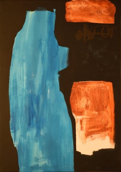 Ruz Black Orange Blue Vertical Origen Landscapes - Abstract Acrylic