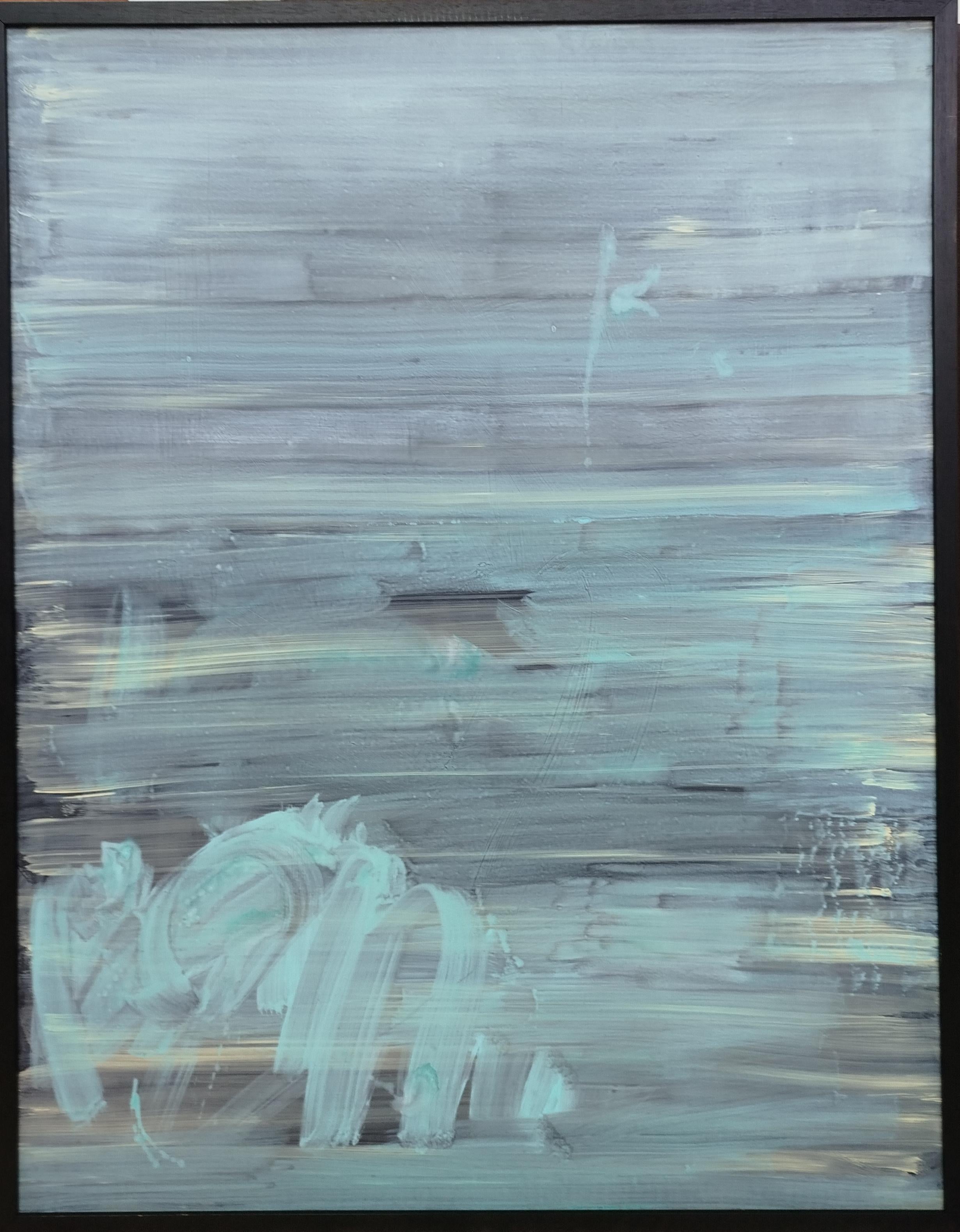 RAFAEL RUZ Abstract Painting - Ruz 8 Blues Soft Upright. acrylic canvas painting