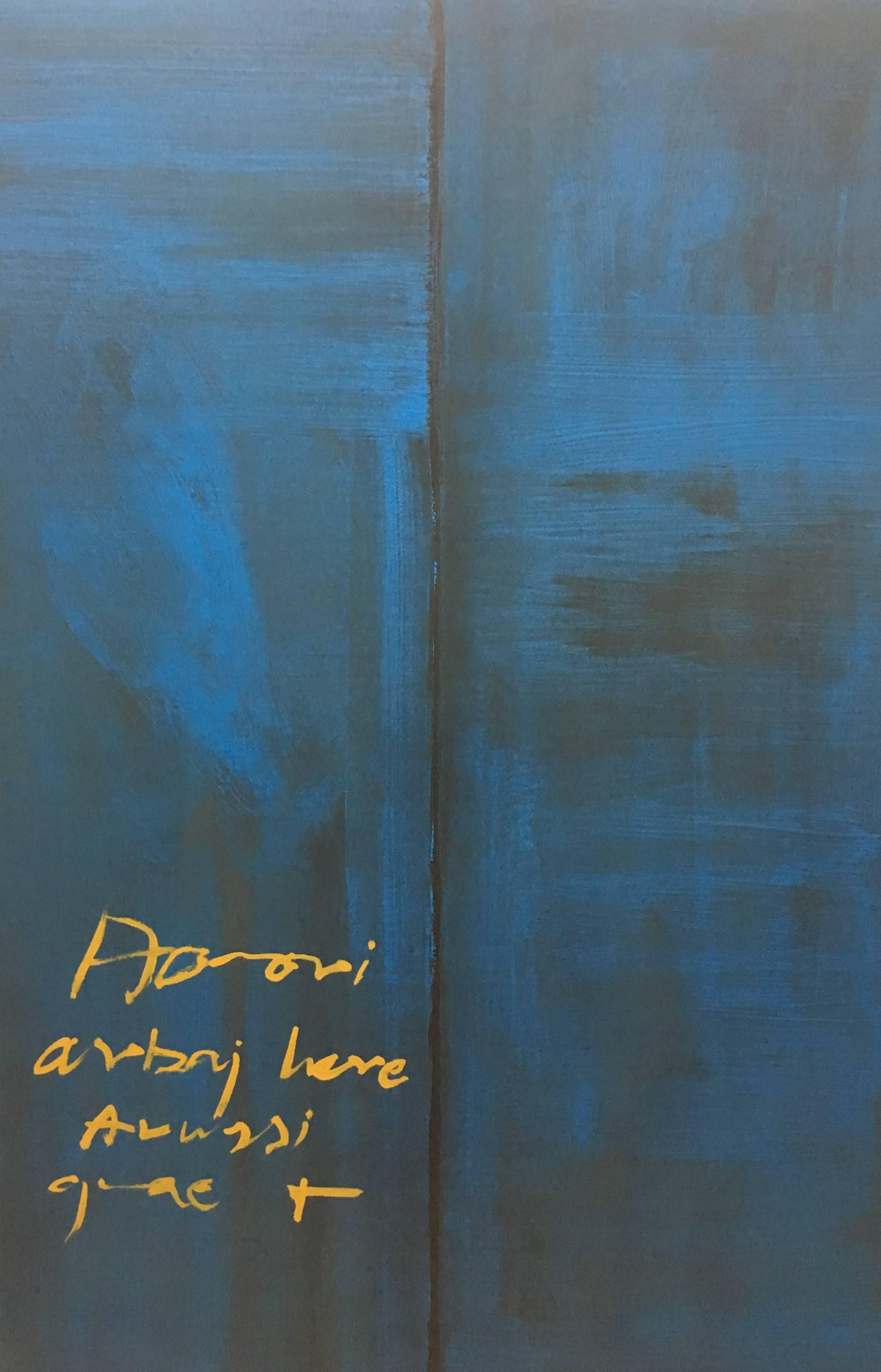 Ruz. 8 Vertikal  Blau   original abstraktes Acrylgemälde – Painting von RAFAEL RUZ