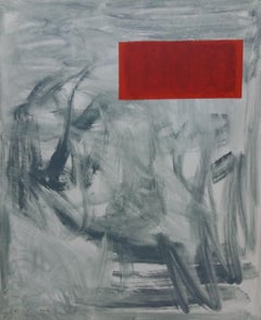 Ruz 8.4  Gray  Red original abstract acrylic canvas painting