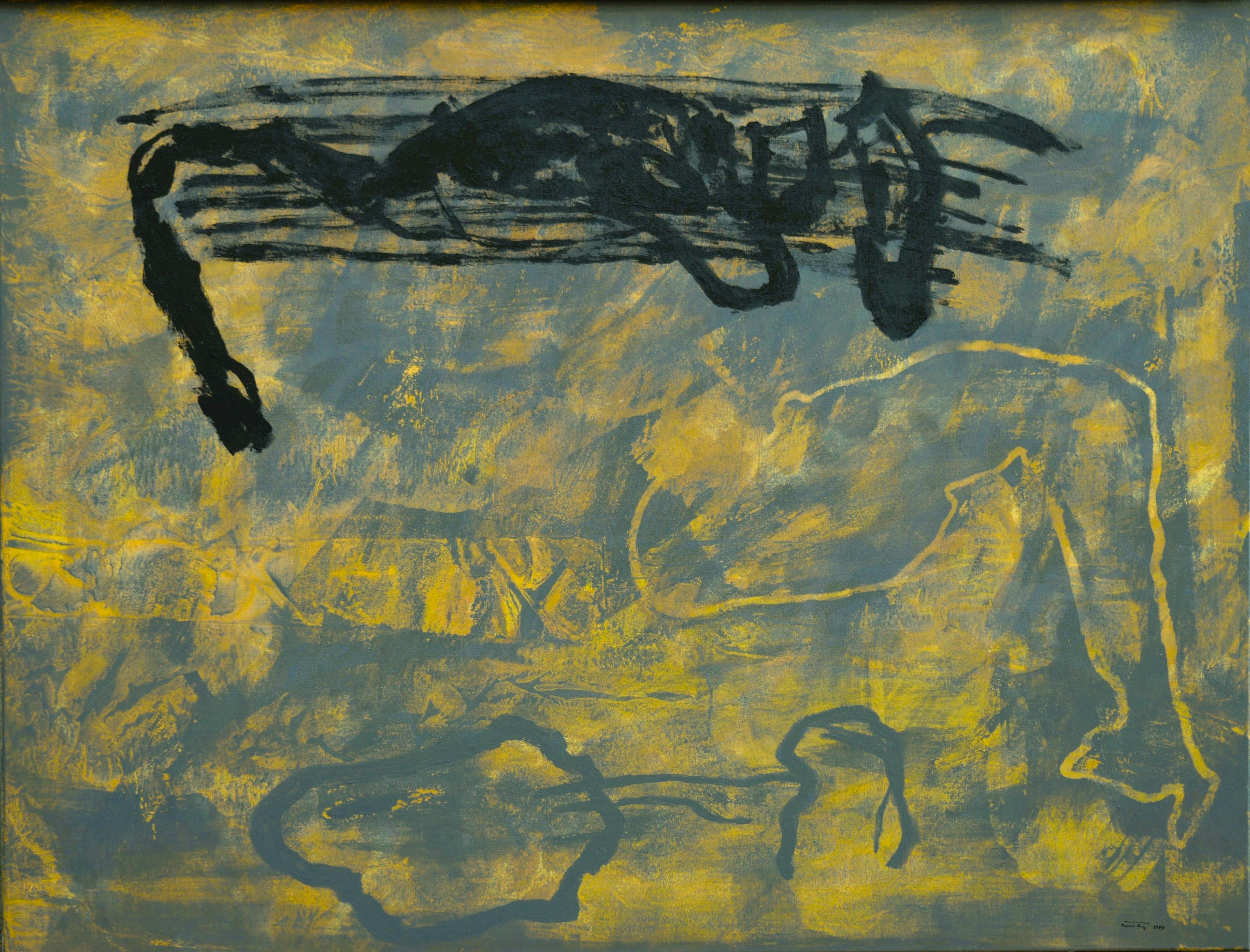 Pintura sobre lienzo acrílico Ruz 874 - Abstract Painting Gris de RAFAEL RUZ