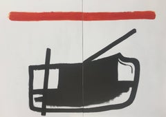 Ruz  Big. light background. red and black original abstract acrylic