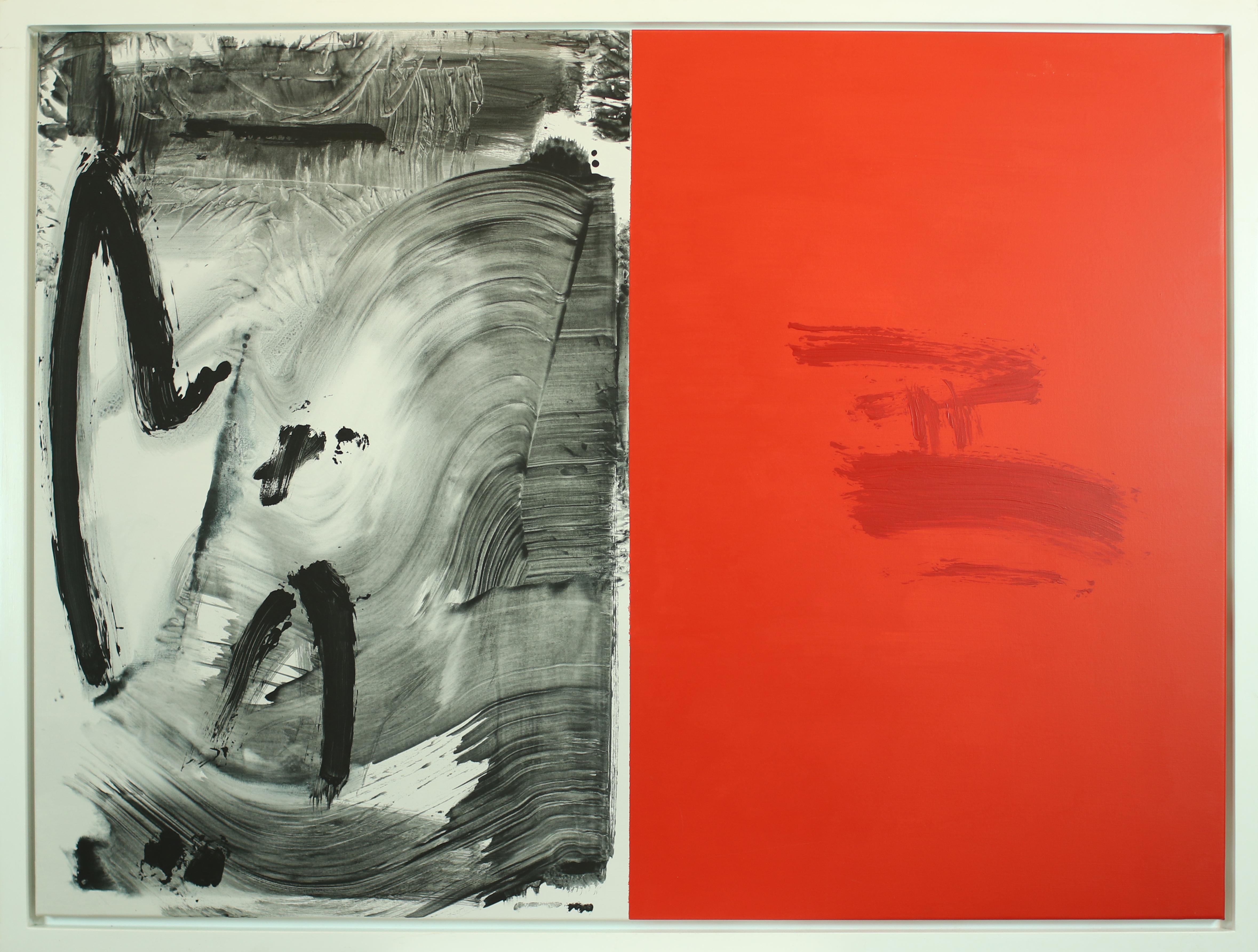 Ruz 6 Grande  Rojo  Gris  Negro    Pintura abstracta acrílica sobre lienzo en venta 1