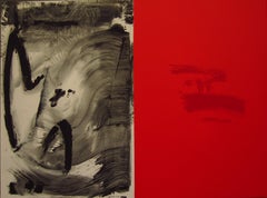 Ruz Big Rojo Gris Negro Pintura abstracta acrílica sobre lienzo