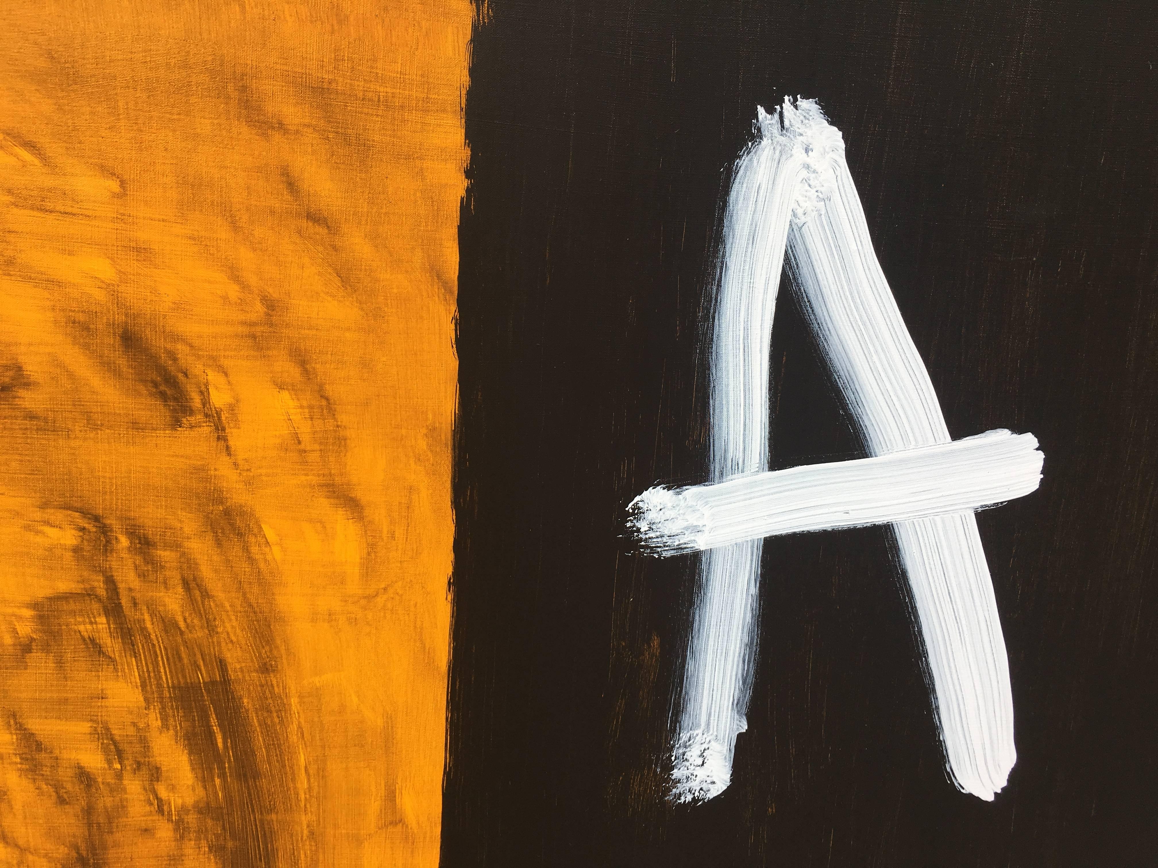 Ruz  Big  Square  Gold and Black original abstract acrylic painting - Abstract Painting by RAFAEL RUZ