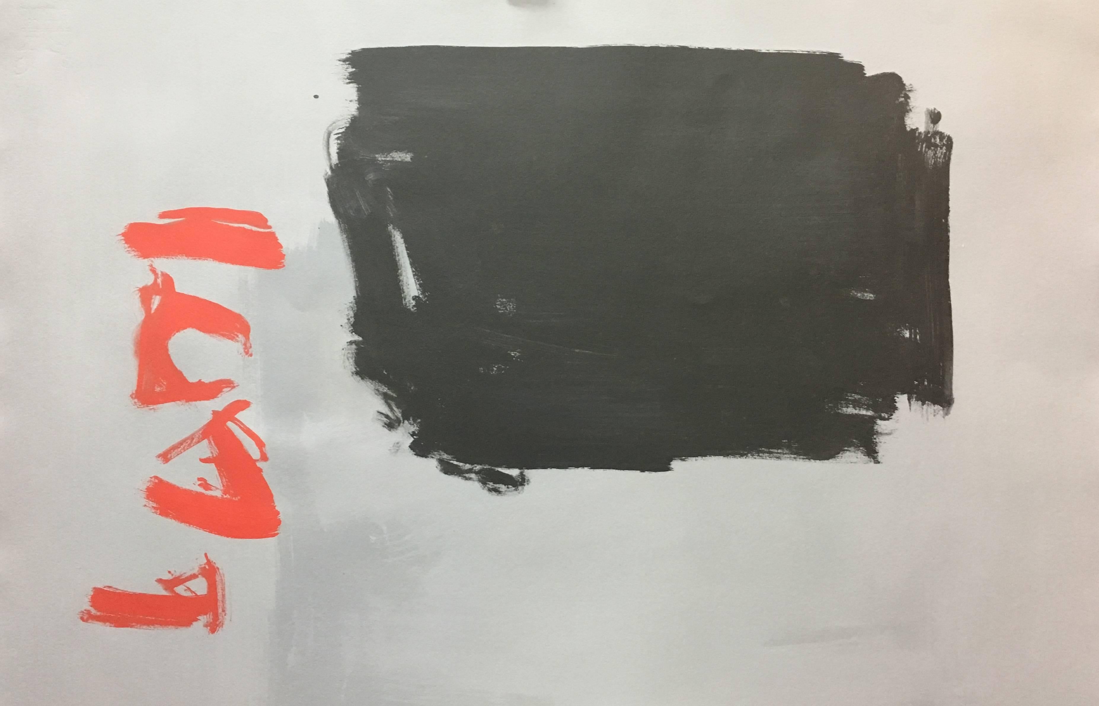 Ruz   Peinture acrylique abstraite originale noire et rouge - Noir Abstract Painting par RAFAEL RUZ