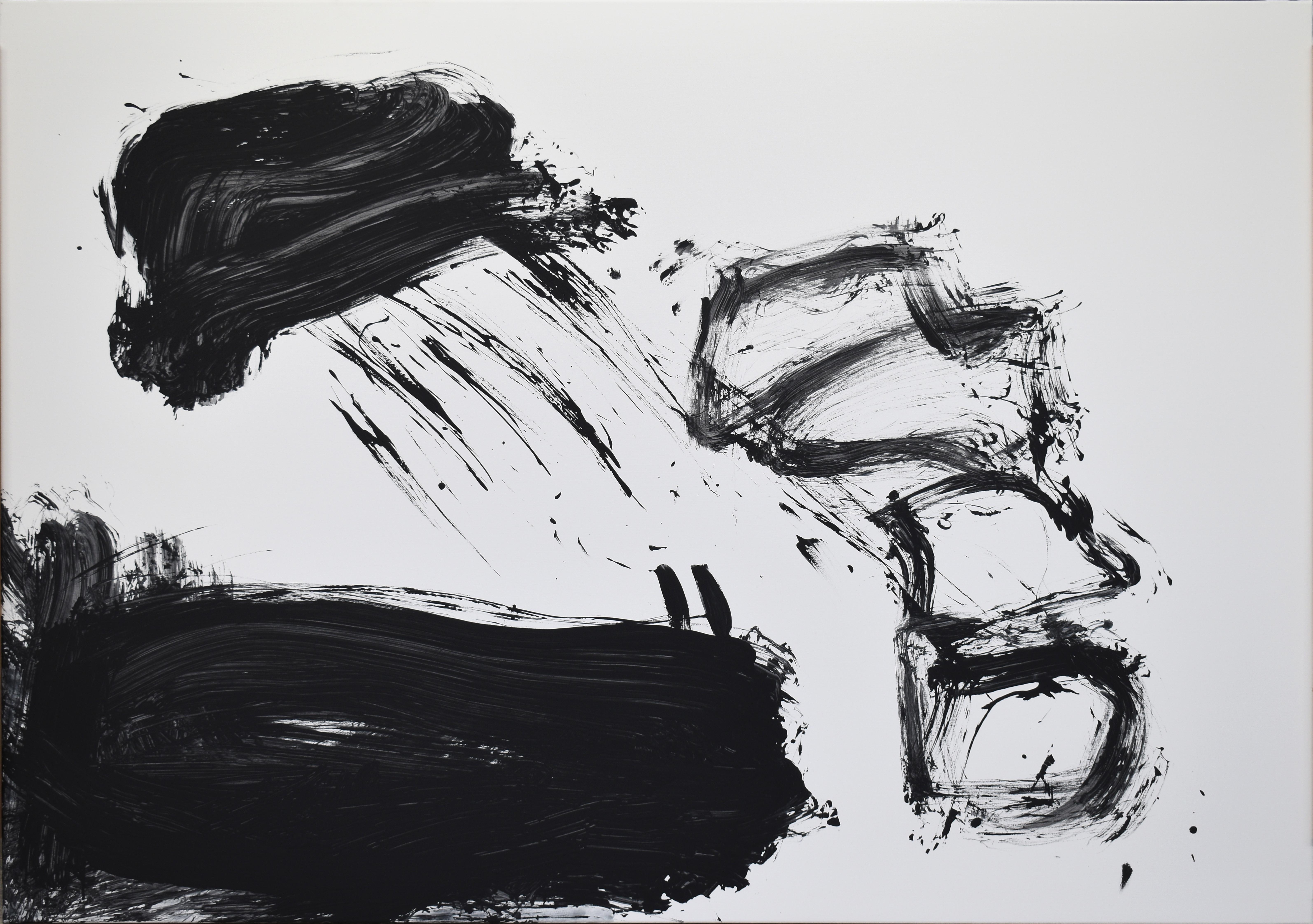 RAFAEL RUZ Abstract Painting – Ruz  Schwarz und Weiß  Qui Primitivum est. Landschaften -    Malerei