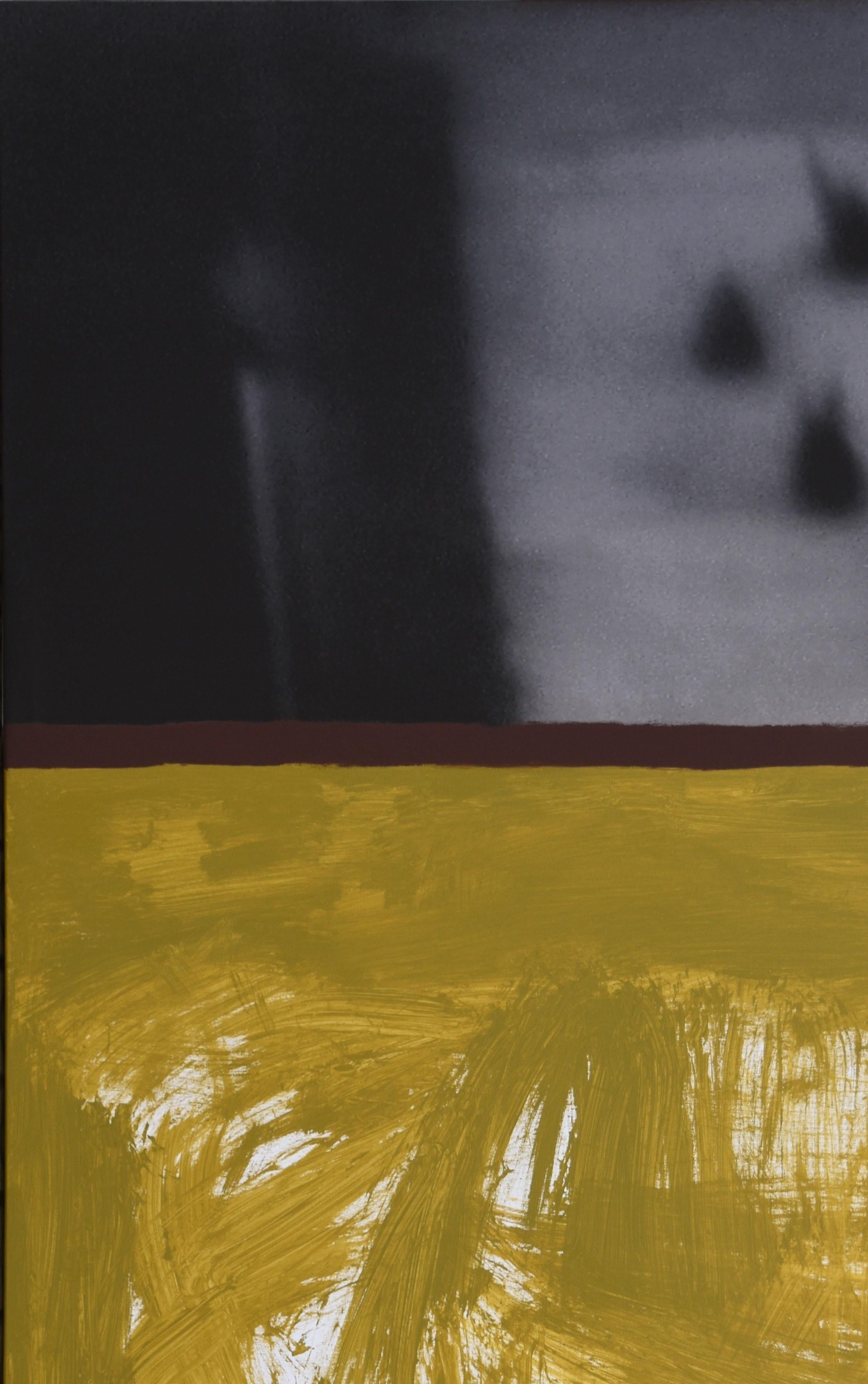 Ruz  Schwarz  Grau Grün  Acryl-Leinwand-Gemälde – Painting von RAFAEL RUZ