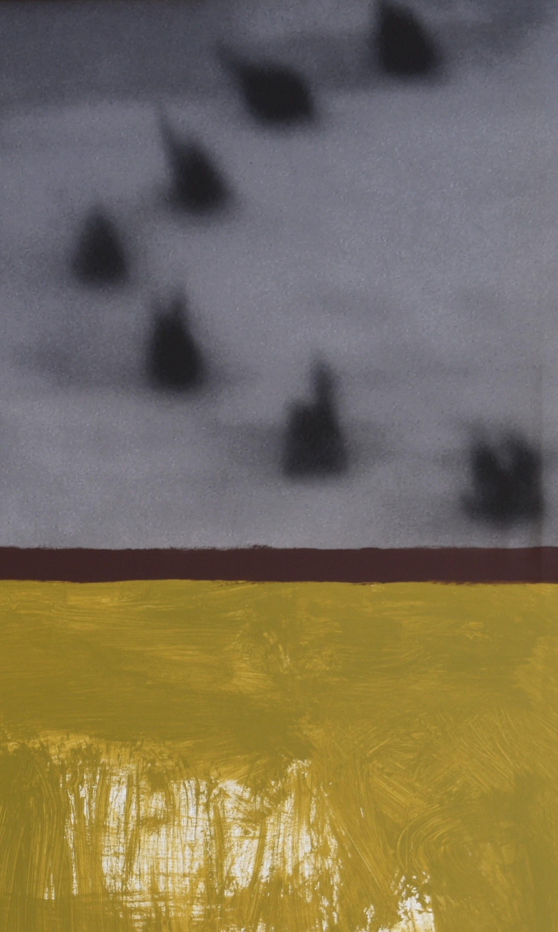 Ruz  Negro  Gris Verde  pintura sobre lienzo acrílico - Painting Abstracto de RAFAEL RUZ