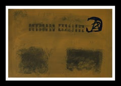 Ruz  noir sur doré peinture acrylique abstraite originale