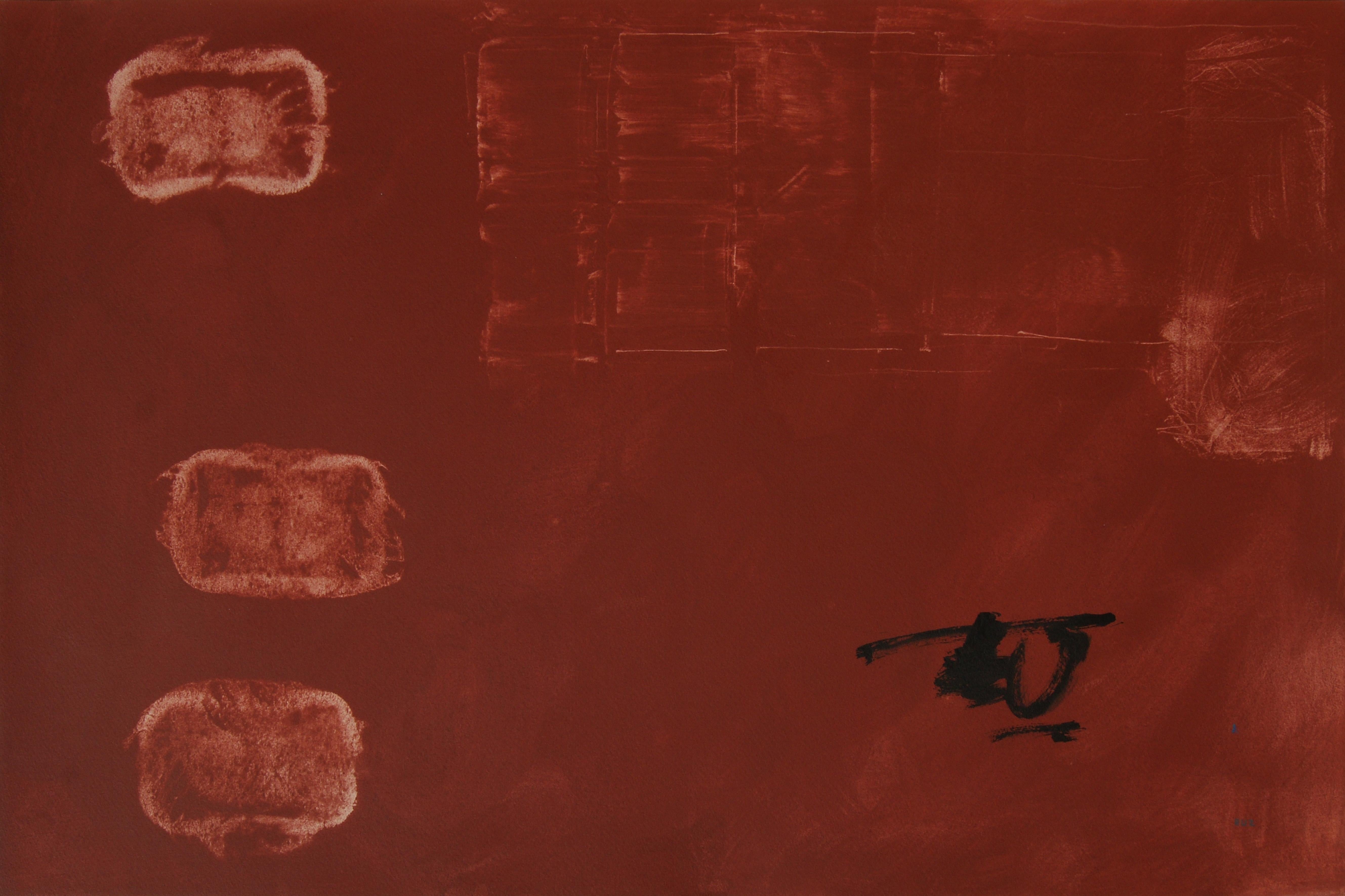 Ruz  dipinto acrilico astratto originale nero su marrone - Painting Astratto di RAFAEL RUZ