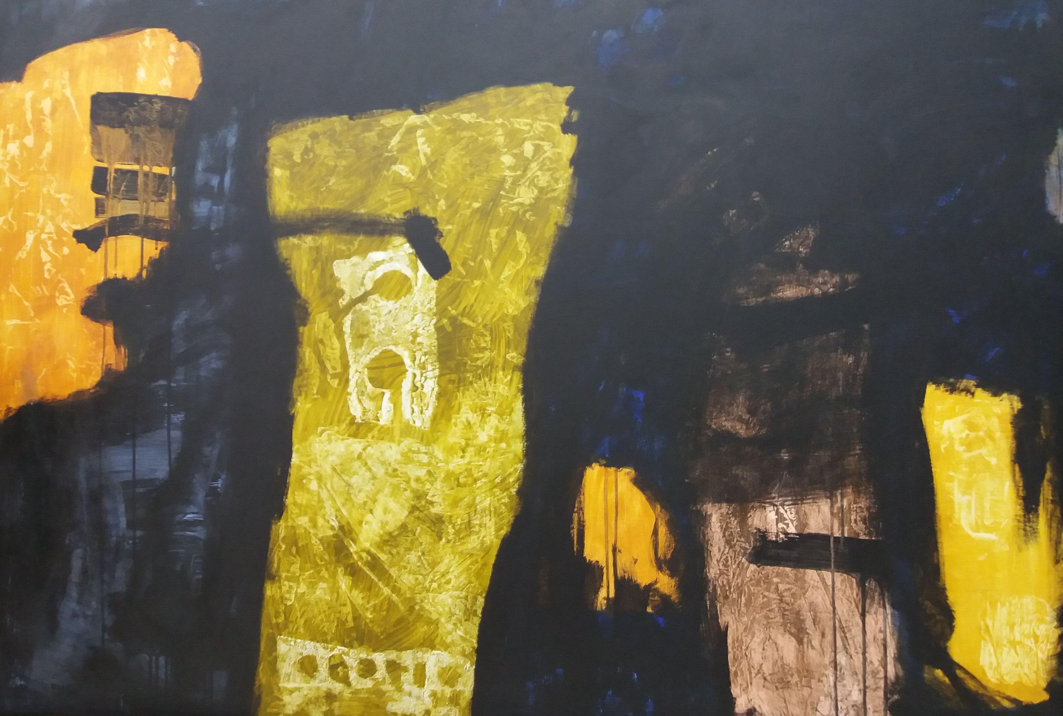 Abstract Painting di RAFAEL RUZ - Ruz   Nero  dipinto originale su tela acrilica astratta