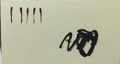 Ruz - Dipinto astratto in acrilico su tela di cotone, nero e rosso, XXI secolo