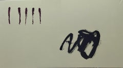 Ruz - Dipinto astratto in acrilico su tela di cotone, nero e rosso, XXI secolo