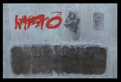 Ruz   Black  Red Grafism  original abstract acrylic painting
