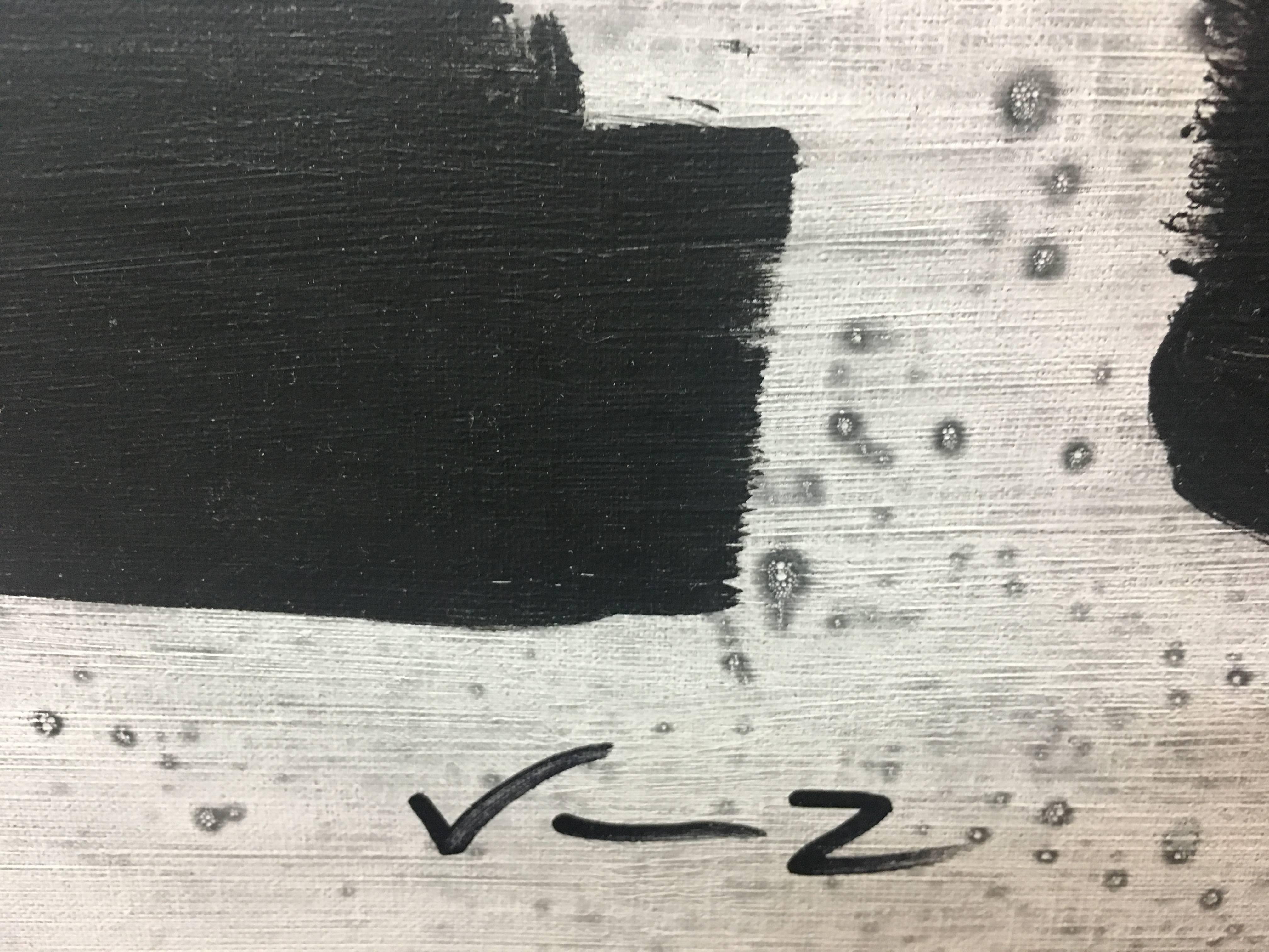 Ruz Negro Blanco  Paisajes - original  Pintura abstracta acrílica sobre lienzo - Painting Abstracto de RAFAEL RUZ