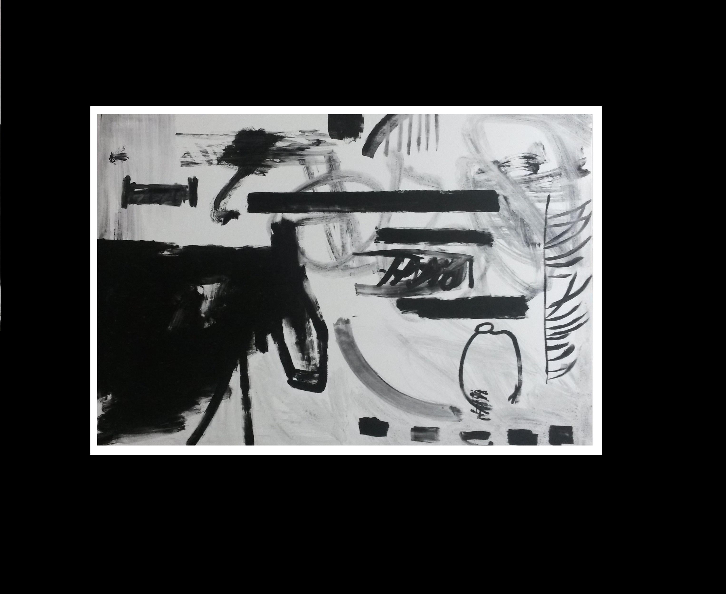 Ruz  Black White  Landscapes - original  Abstract Acrylic on canvas Painting For Sale 4