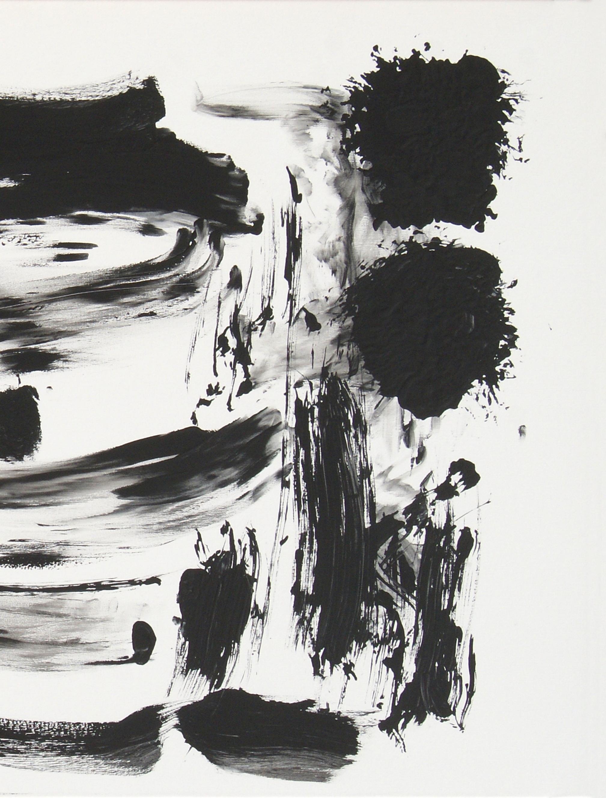 Ruz  Black White  Qui Primitivum est Pittura astratta acrilica su tela - Abstract Painting Grigio di RAFAEL RUZ