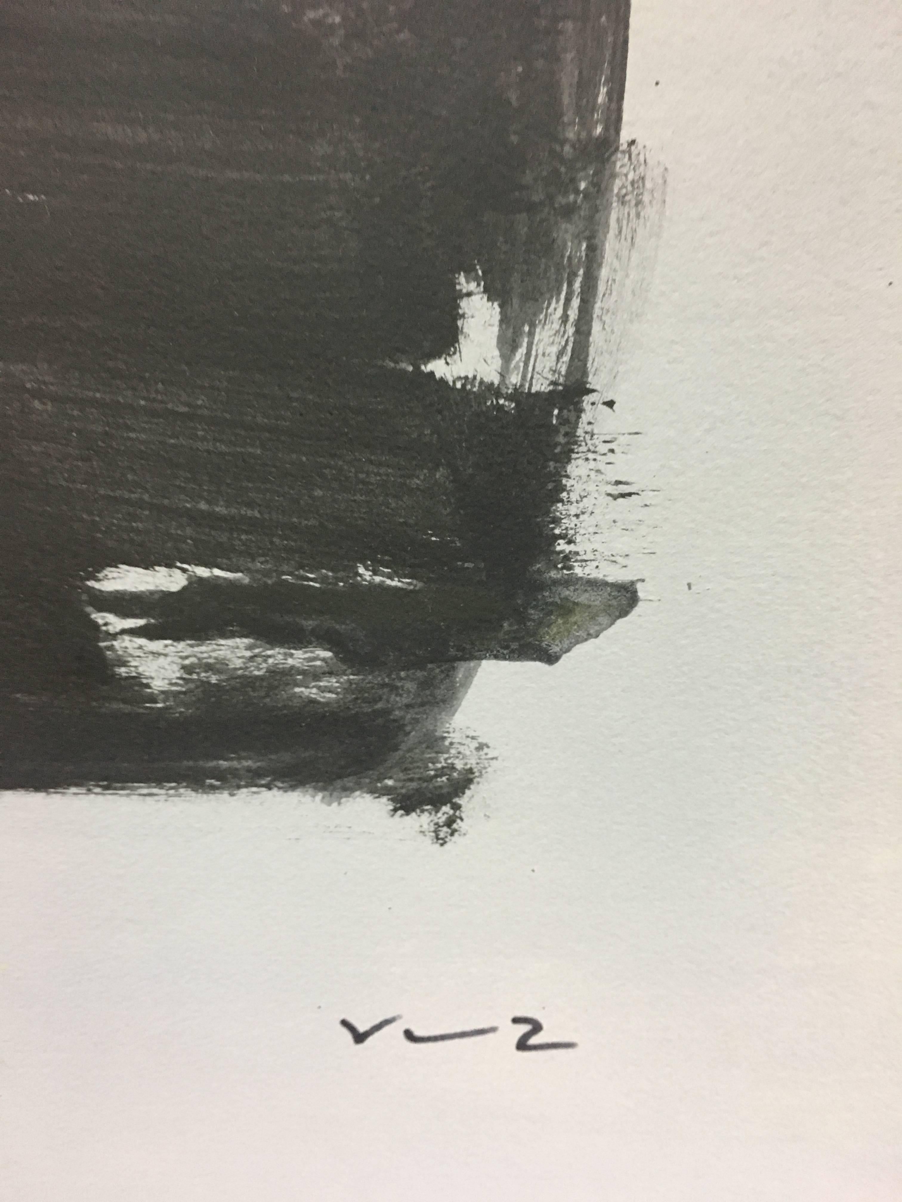Ruz 21 Nero giallo pittura acrilica astratta originale - Painting di RAFAEL RUZ
