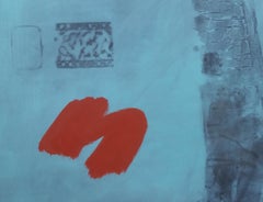Ruz Paysages abstraits bleus et rouges Acrylique abstraite sur papier