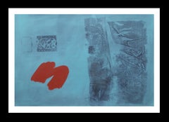 Ruz Paysages abstraits bleus et rouges Acrylique abstraite sur papier