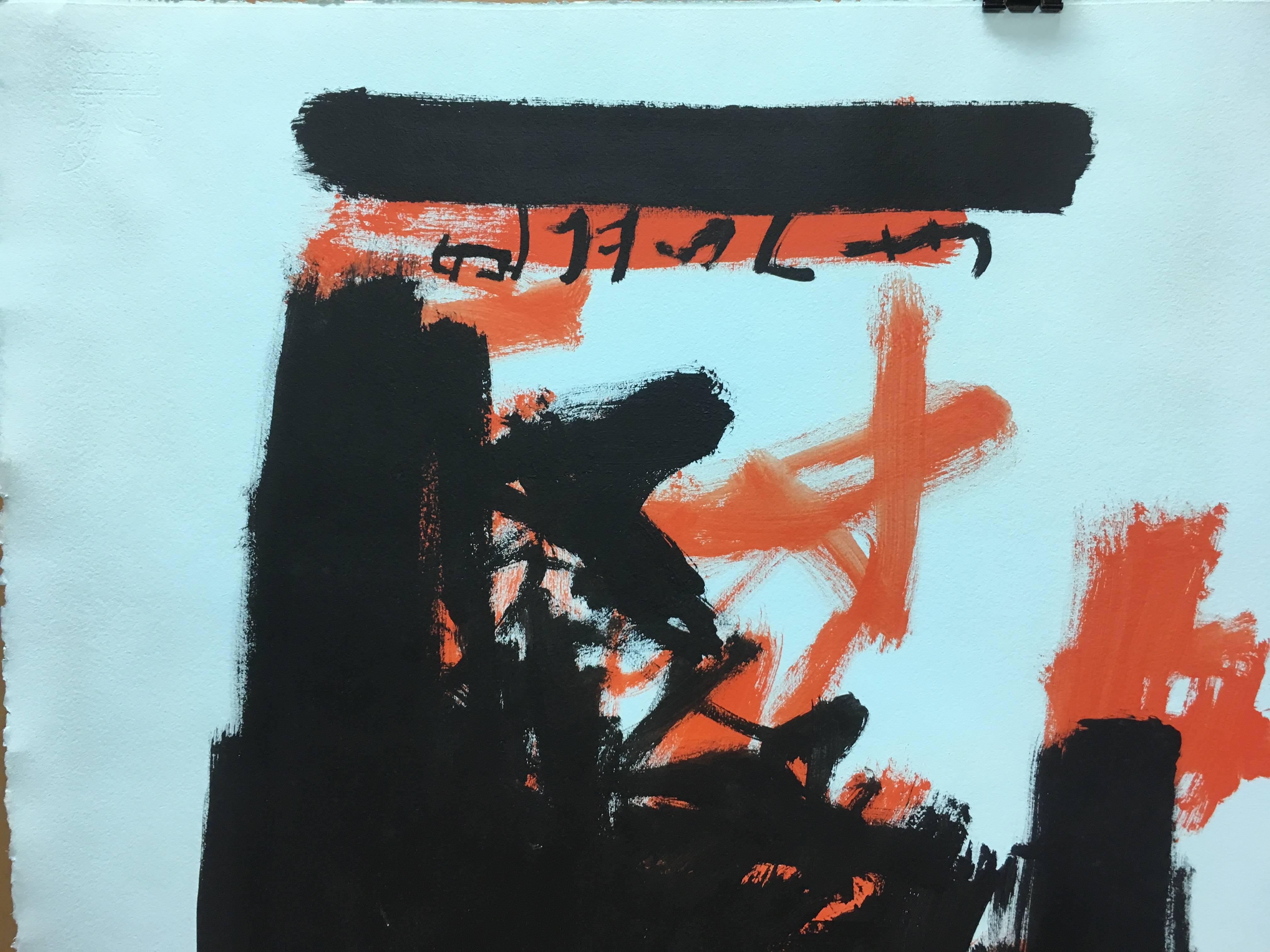 Ruz   Blue  Interior Landscapes - Abstract Acrylic on paper Painting For Sale 2