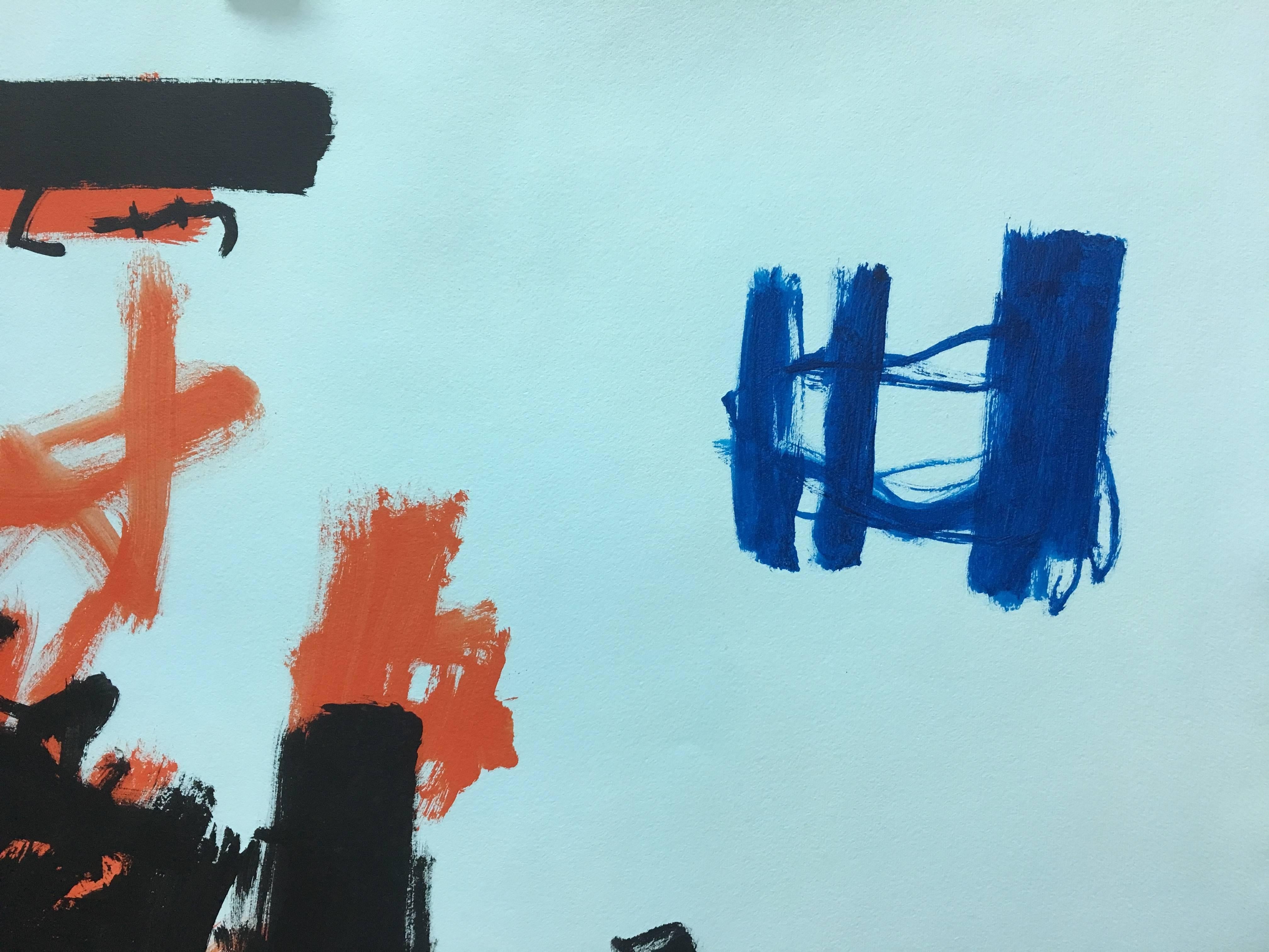 Ruz   Blu  Paesaggi interni - Pittura astratta acrilica su carta in vendita 2
