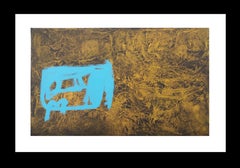 Ruz     Blaue Interieurlandschaften –  Abstraktes Gemälde in Acryl auf Papier