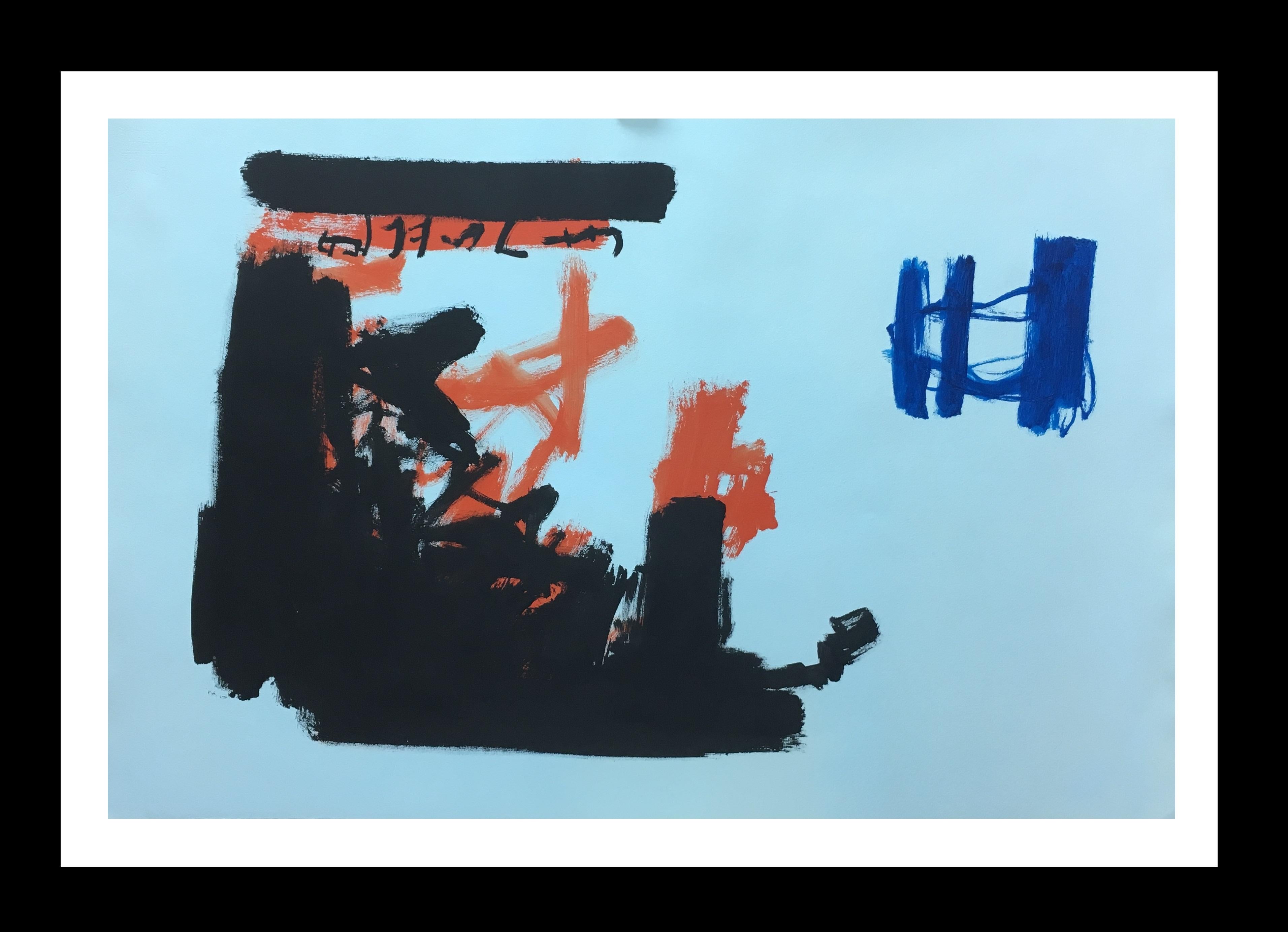 Abstract Painting di RAFAEL RUZ - Ruz   Blu  Paesaggi interni - Pittura astratta acrilica su carta