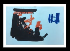 Ruz   Blau  Interieurlandschaften – Abstraktes Gemälde in Acryl auf Papier