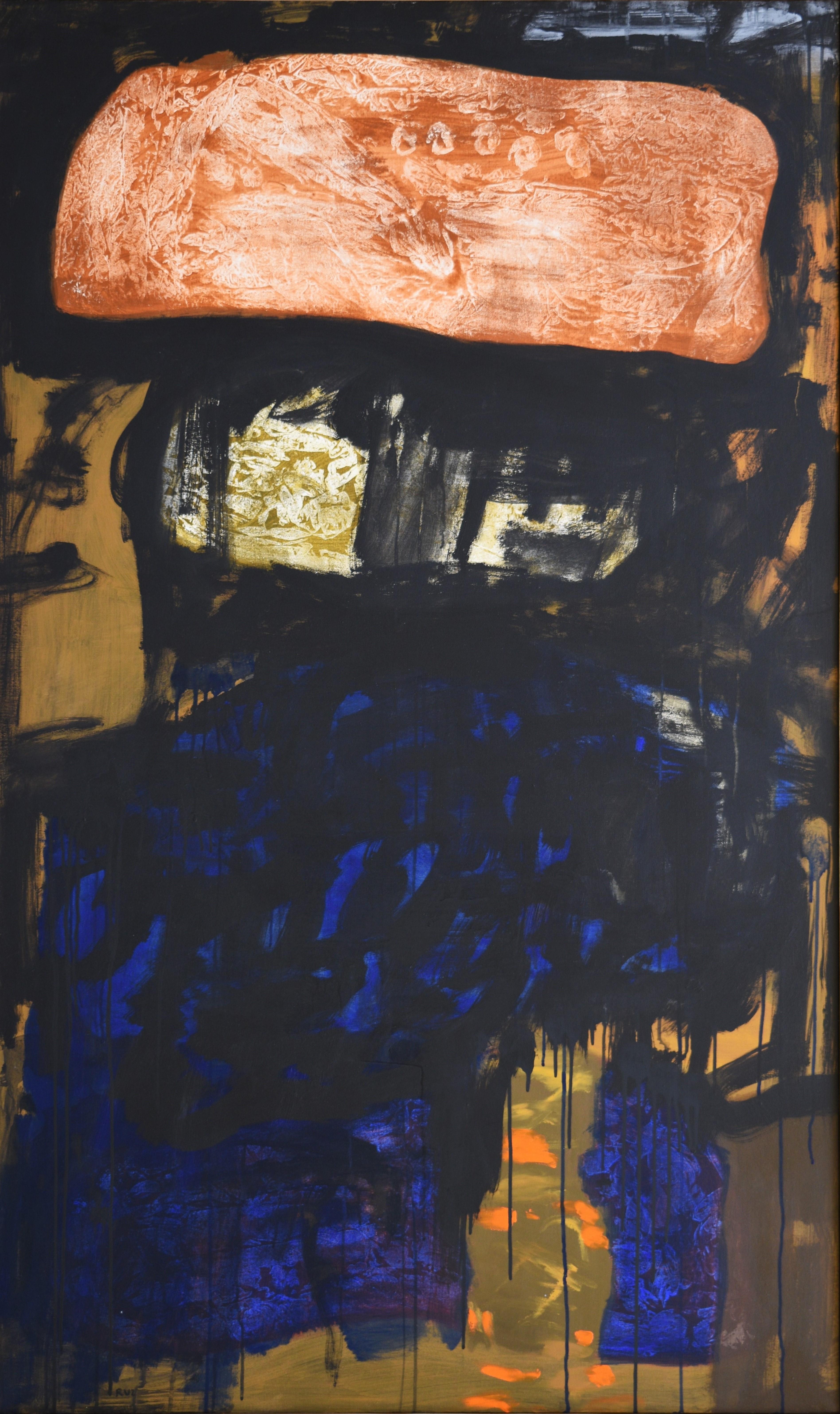 Ruz.15 bricolage filosofico. vernice - Abstract Painting Nero di RAFAEL RUZ