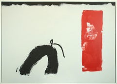 Ruz   Creme und Rot  Landschaften -  Abstraktes Gemälde in Acryl auf Leinwand