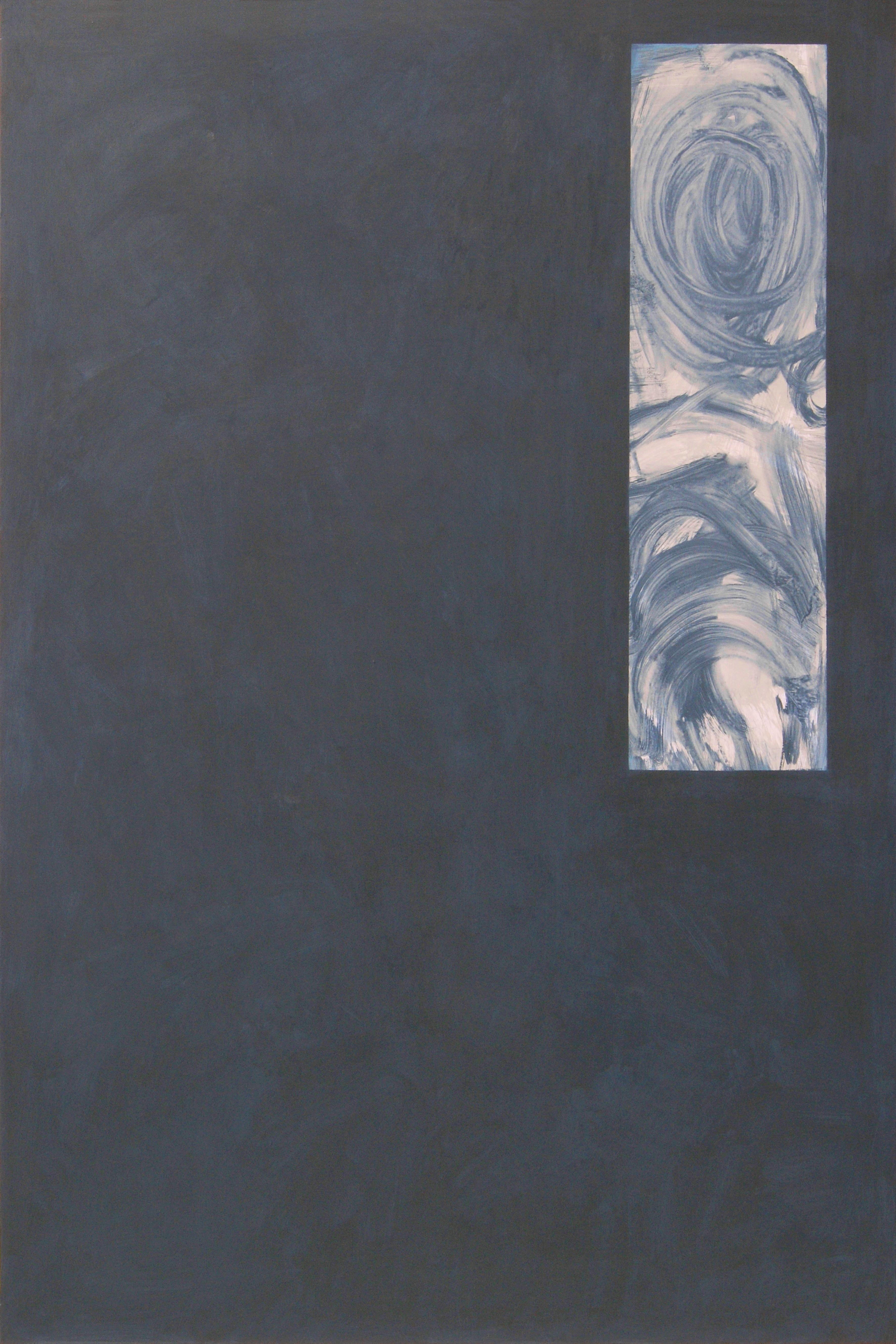 Ruz   Blu scuro  orignale  tela astratta pittura acrilica - Abstract Painting Nero di RAFAEL RUZ