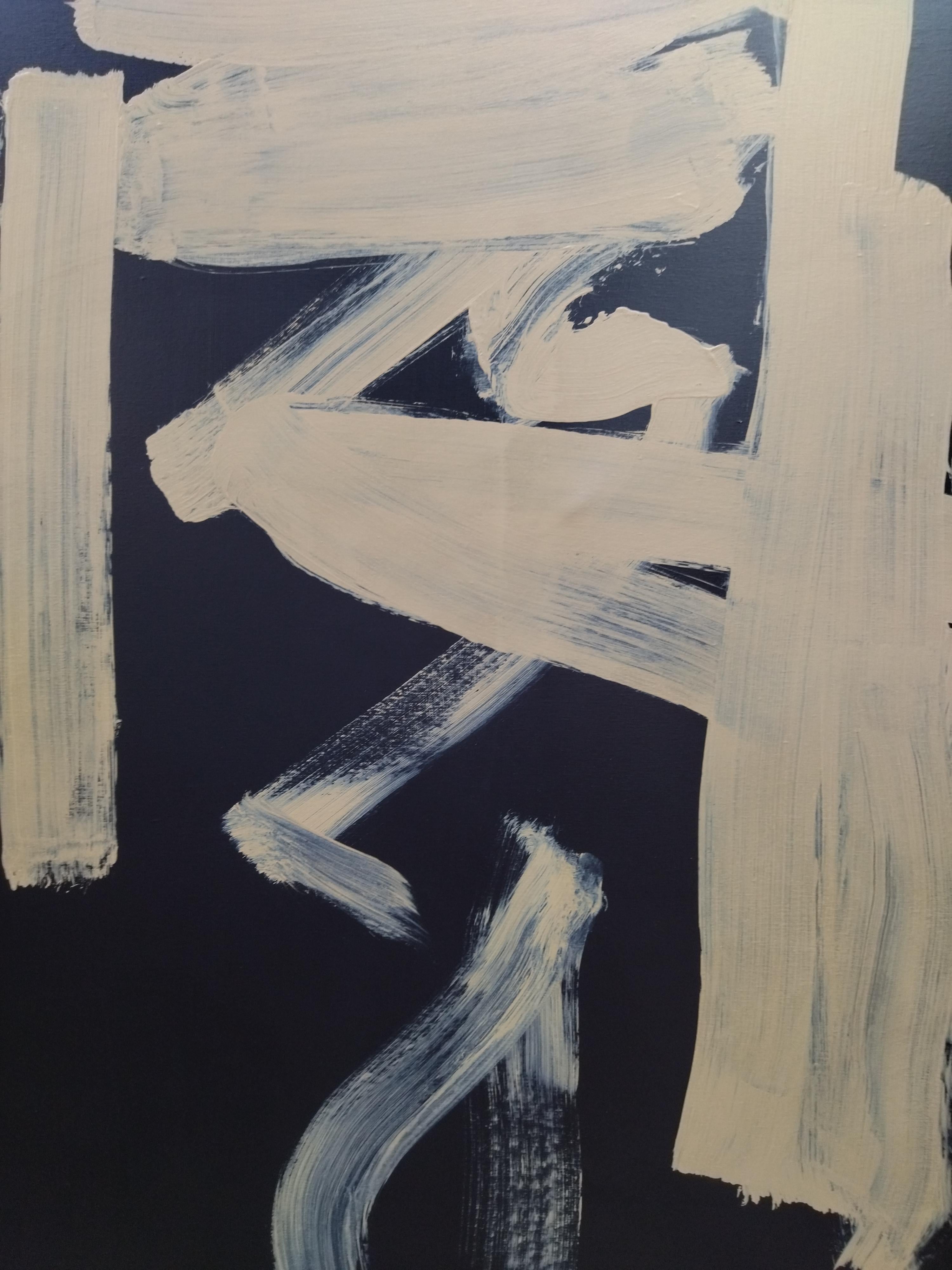 Ruz  Dark Blue Vertical Testigo. Landscapes -  Abstract Acrylic  Painting For Sale 1