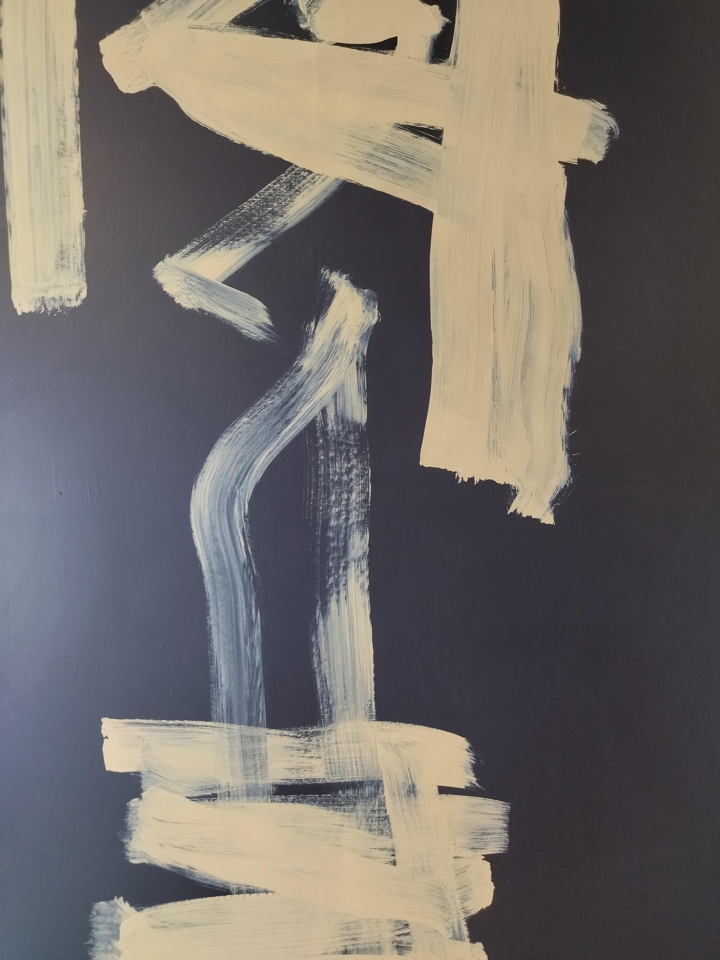 Ruz  Testigo Vertical Azul Oscuro. Paisajes -  Acrílico abstracto  Pintura en venta 3