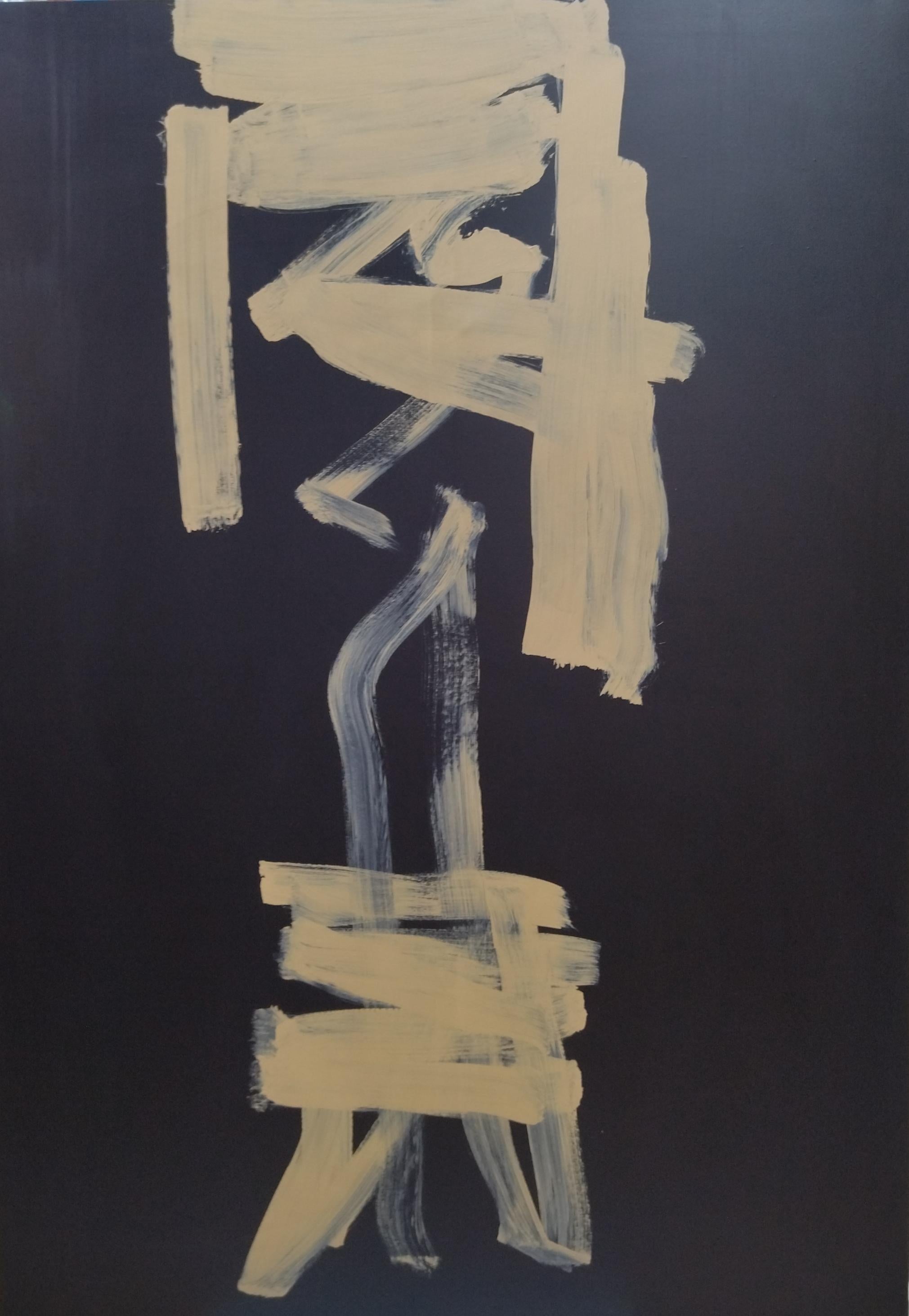 Abstract Painting di RAFAEL RUZ - Ruz  Dark Blue Vertical Testigo. Landscapes -  Abstract Acrylic  Painting