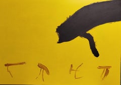 Ruz Golden Black Abstract Acrylic Painting, Framed, 114x162 cm