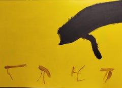 Ruz Golden Black Abstract Acrylic Painting, Framed, 114x162 cm