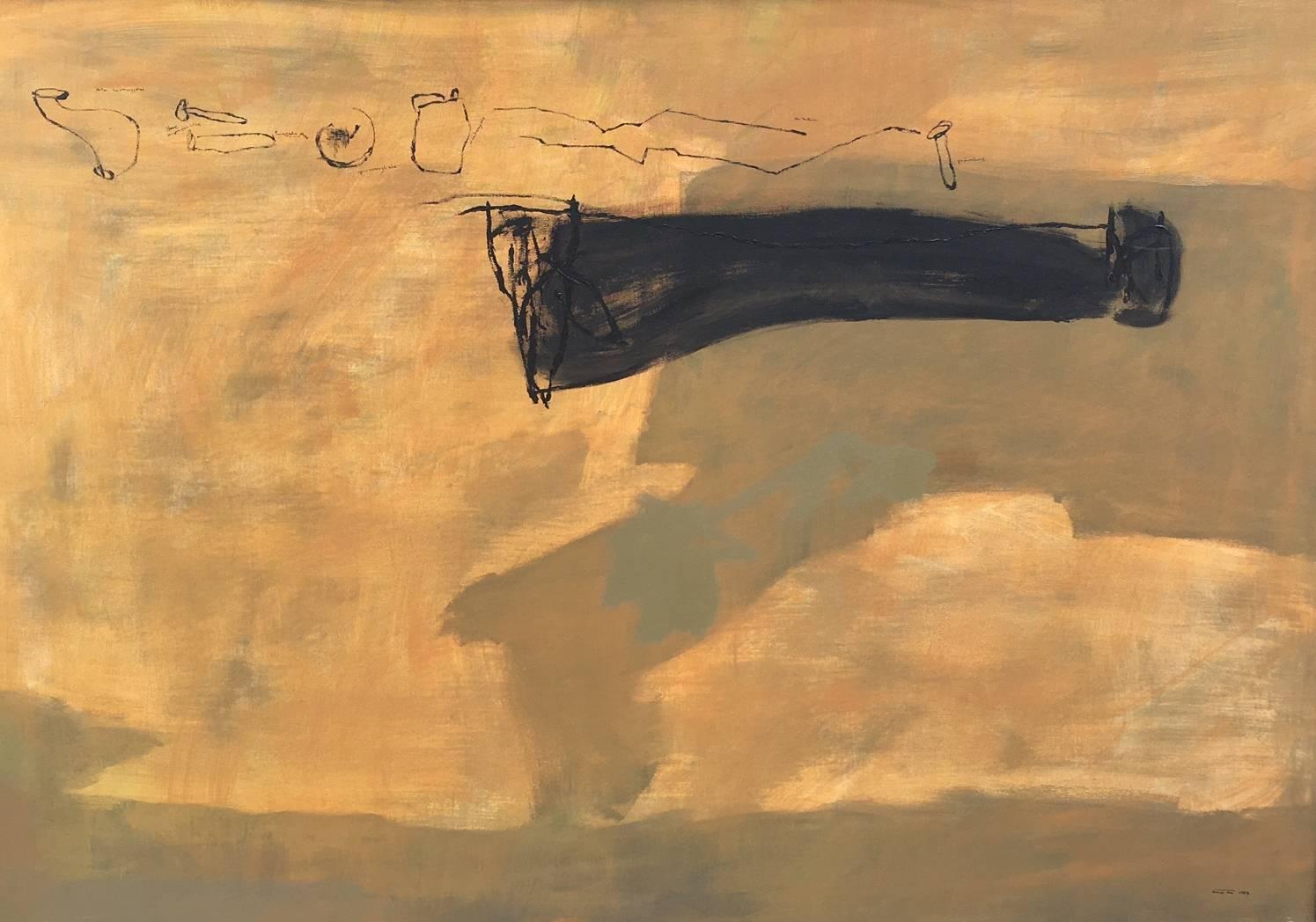 Ruz  Oro  Nero  Grande  Dejame - dipinto originale su tela acrilica astratta - Painting di RAFAEL RUZ