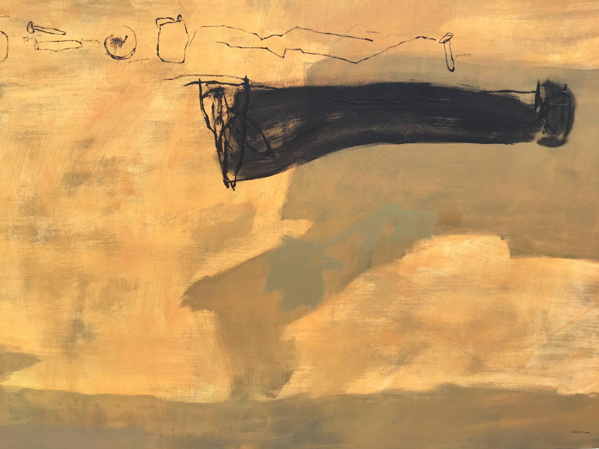 Ruz  Oro  Nero  Grande  Dejame - dipinto originale su tela acrilica astratta - Painting Astratto di RAFAEL RUZ